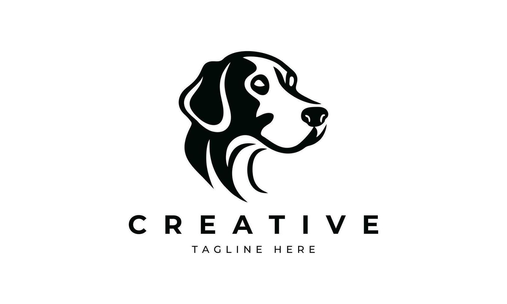 Simple minimal dog logo design. Silhouette dog head logo vector. vector