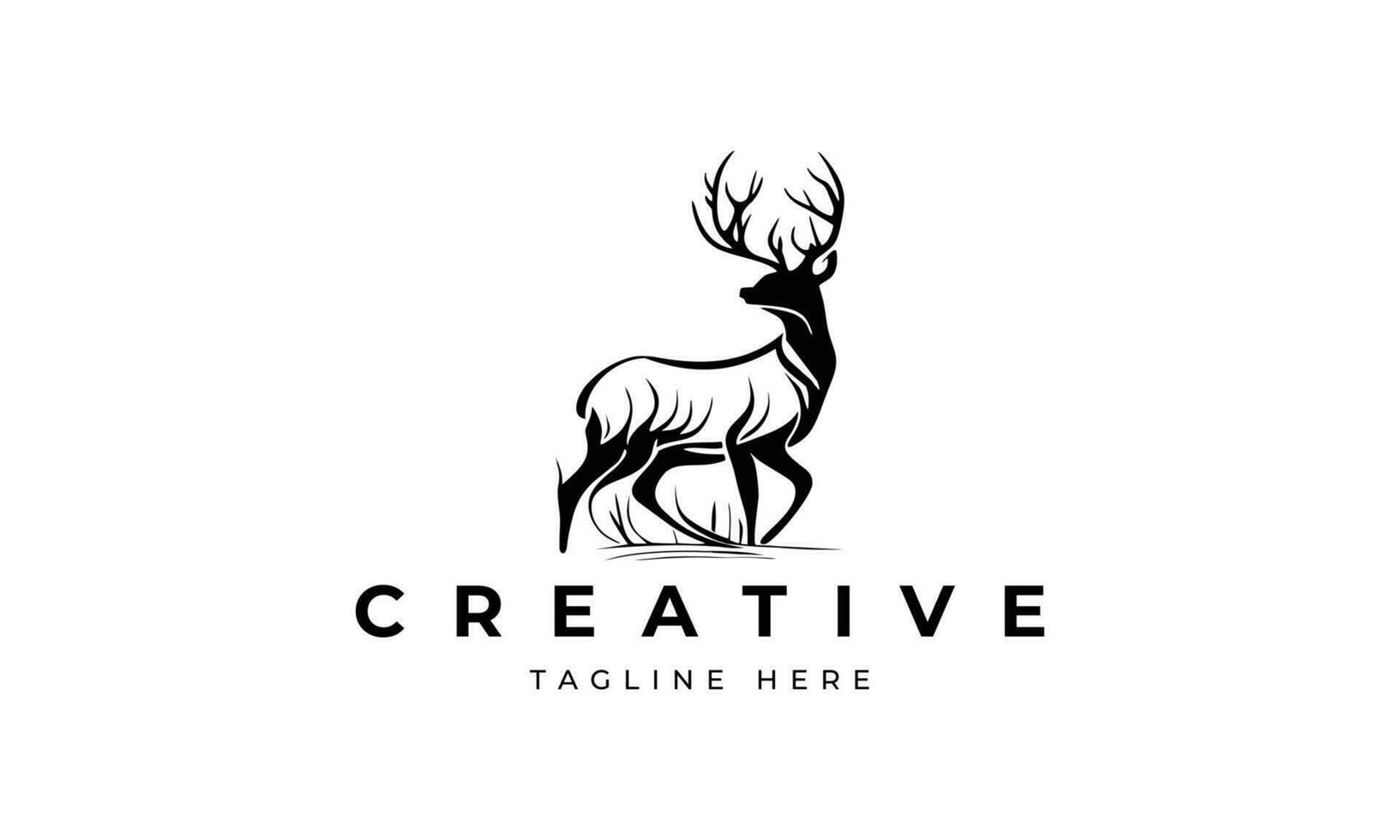 An appealing deer head logo design that embodies the grace and strength of a deer's head. This elegant design captures the natural beauty and power, perfect for various design purposes. vector
