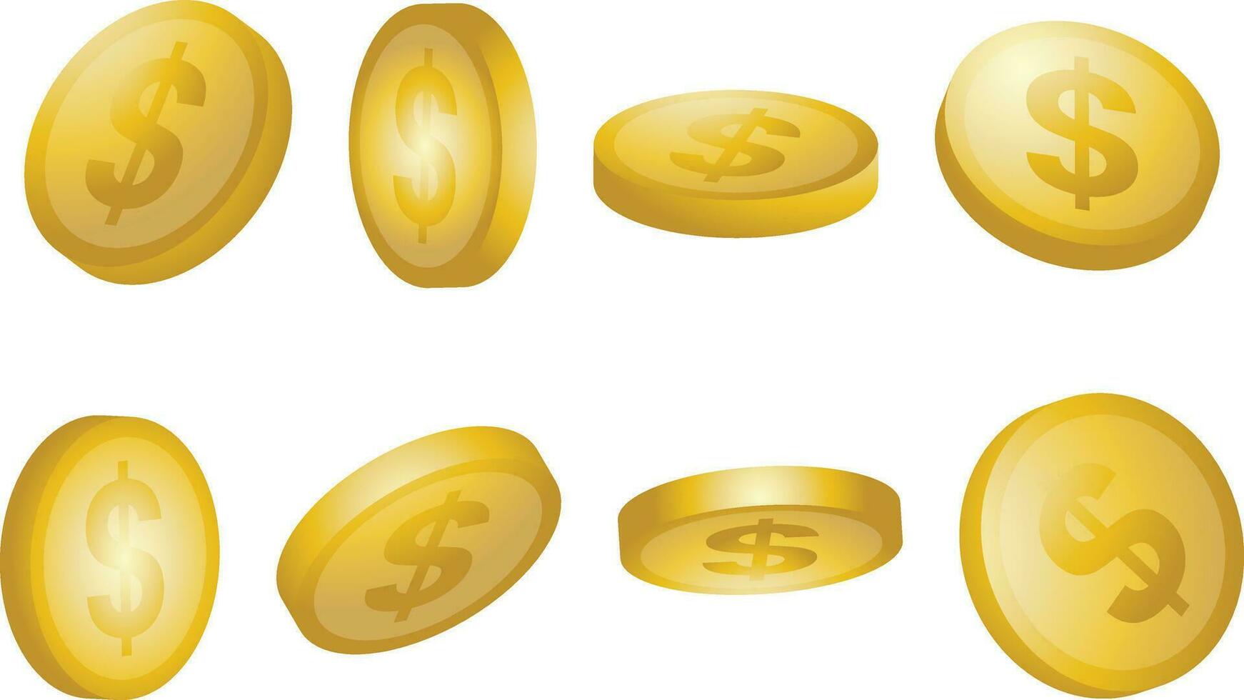 3d gold coin vector