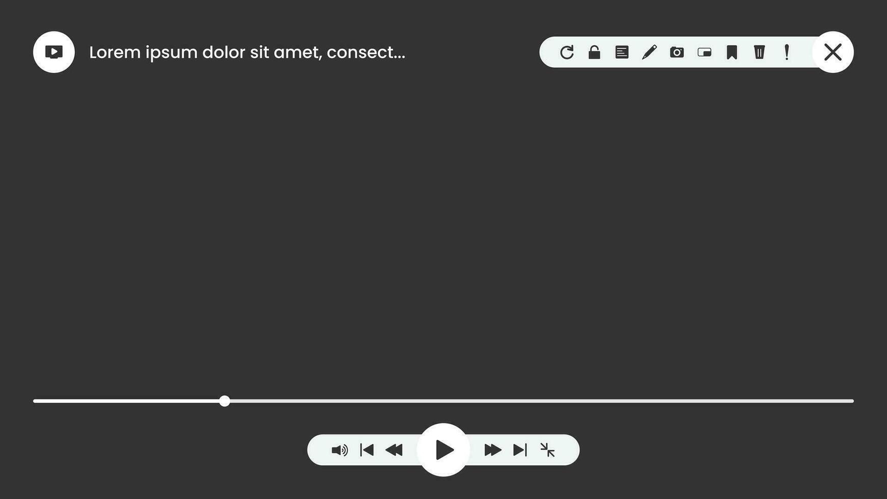 video player ui design. simple and minimalist vector