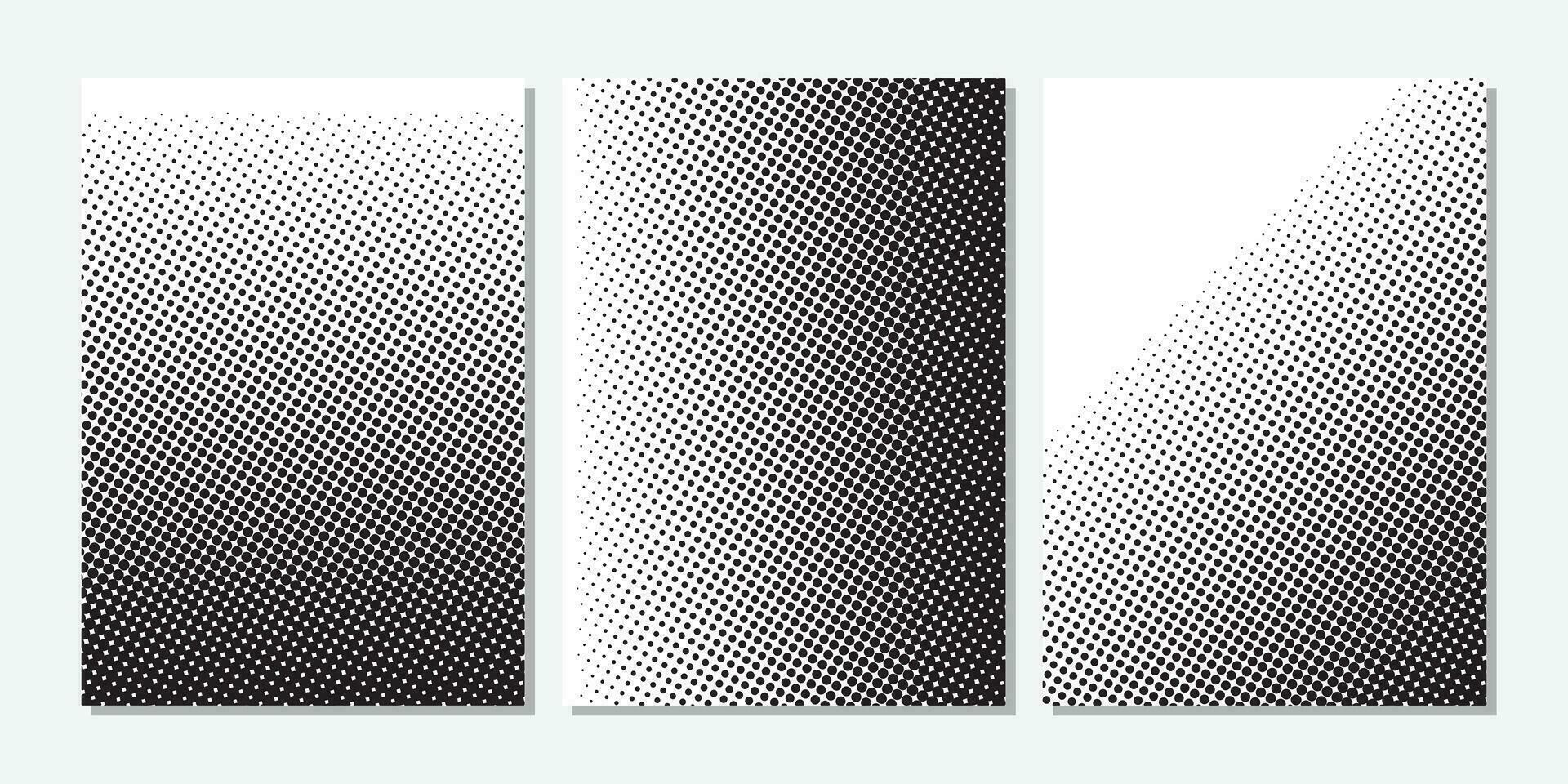 black and white halftone effect set design vector