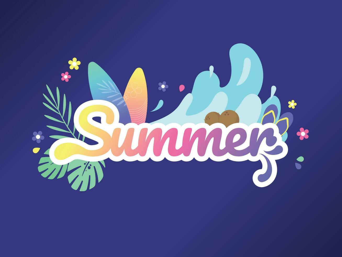 summer typography design vector