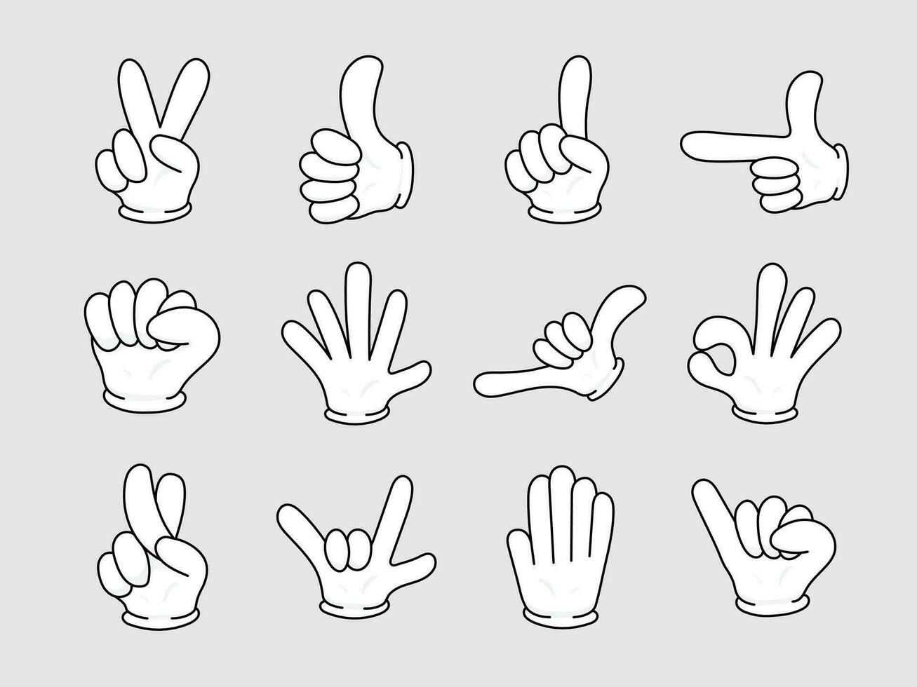 illustration set of a hand symbol using gloves in cartoon style vector