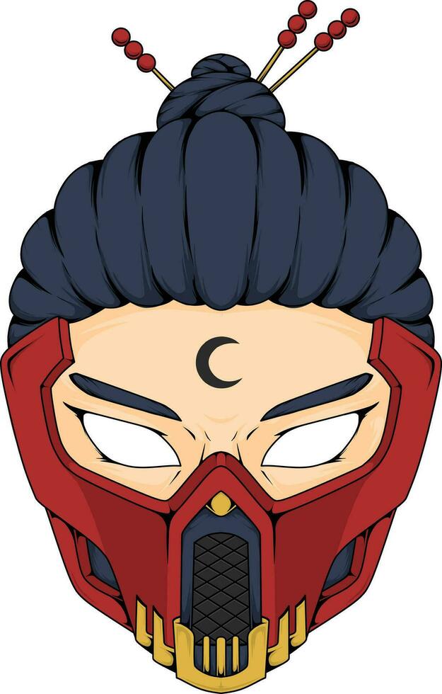 vector illustration of a kunoichi face with a mask. can be used as a t-shirt design, logo, etc