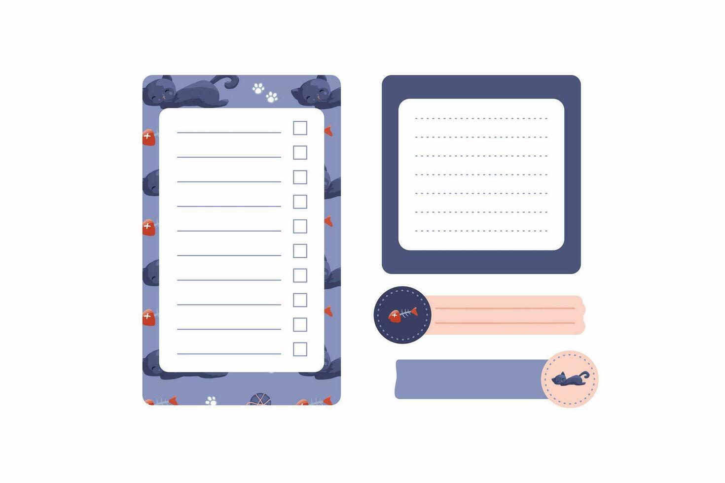 scrapbook and to do list cat style vector