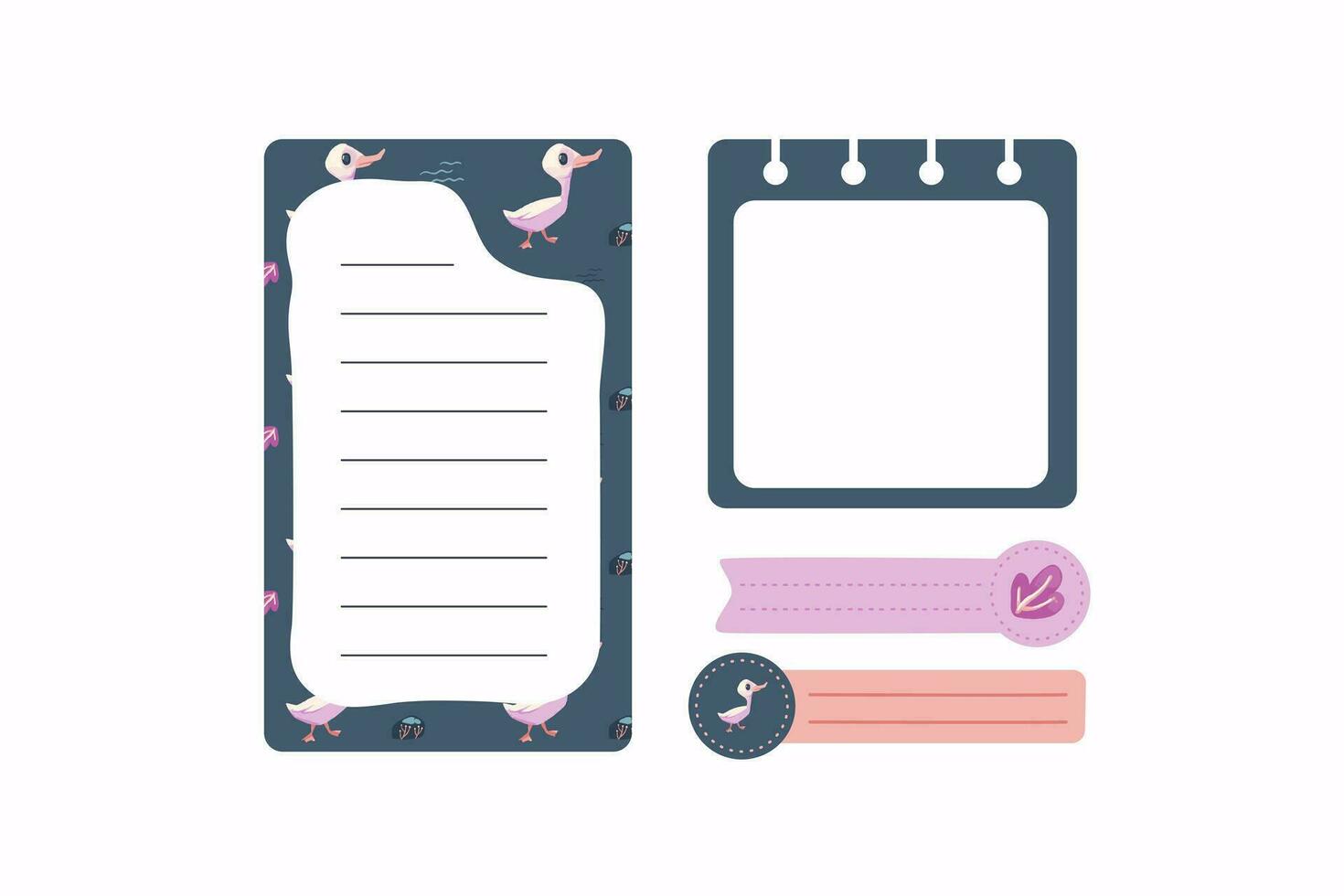 cute duck scrapbook and to do list vector