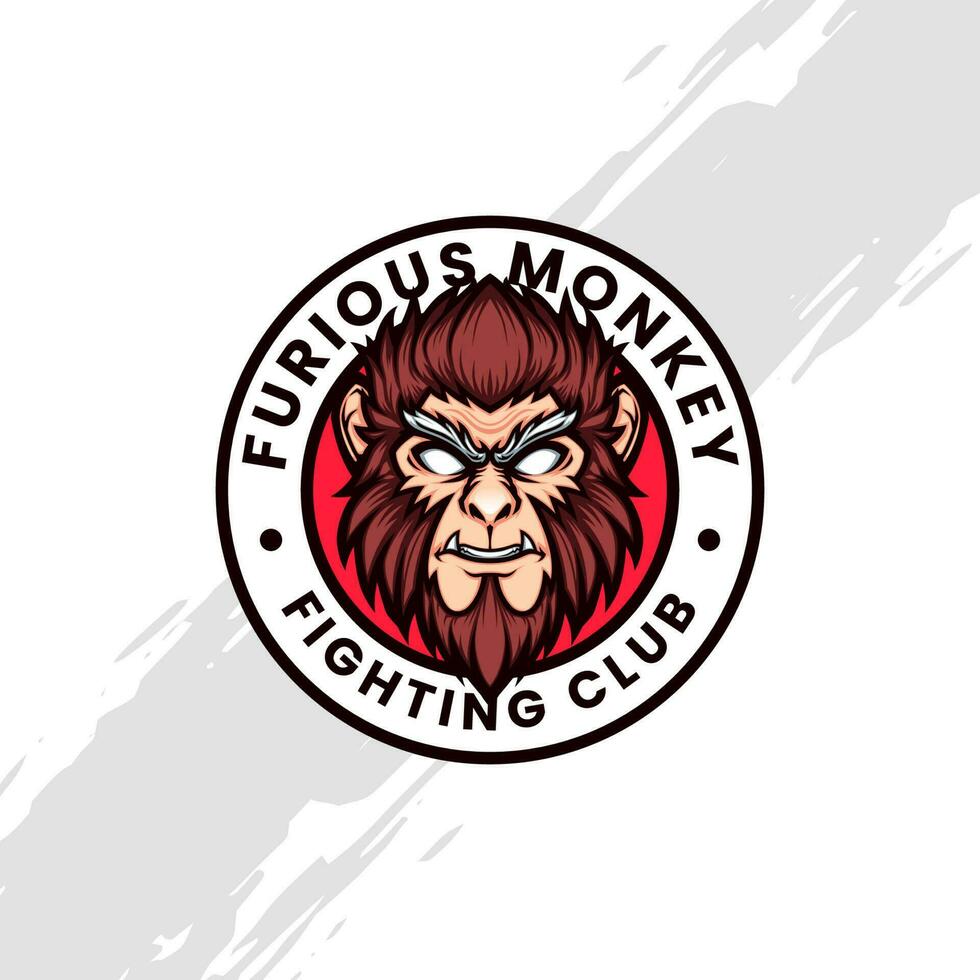Furious Monkey Fighting Club Sign and Saying vector