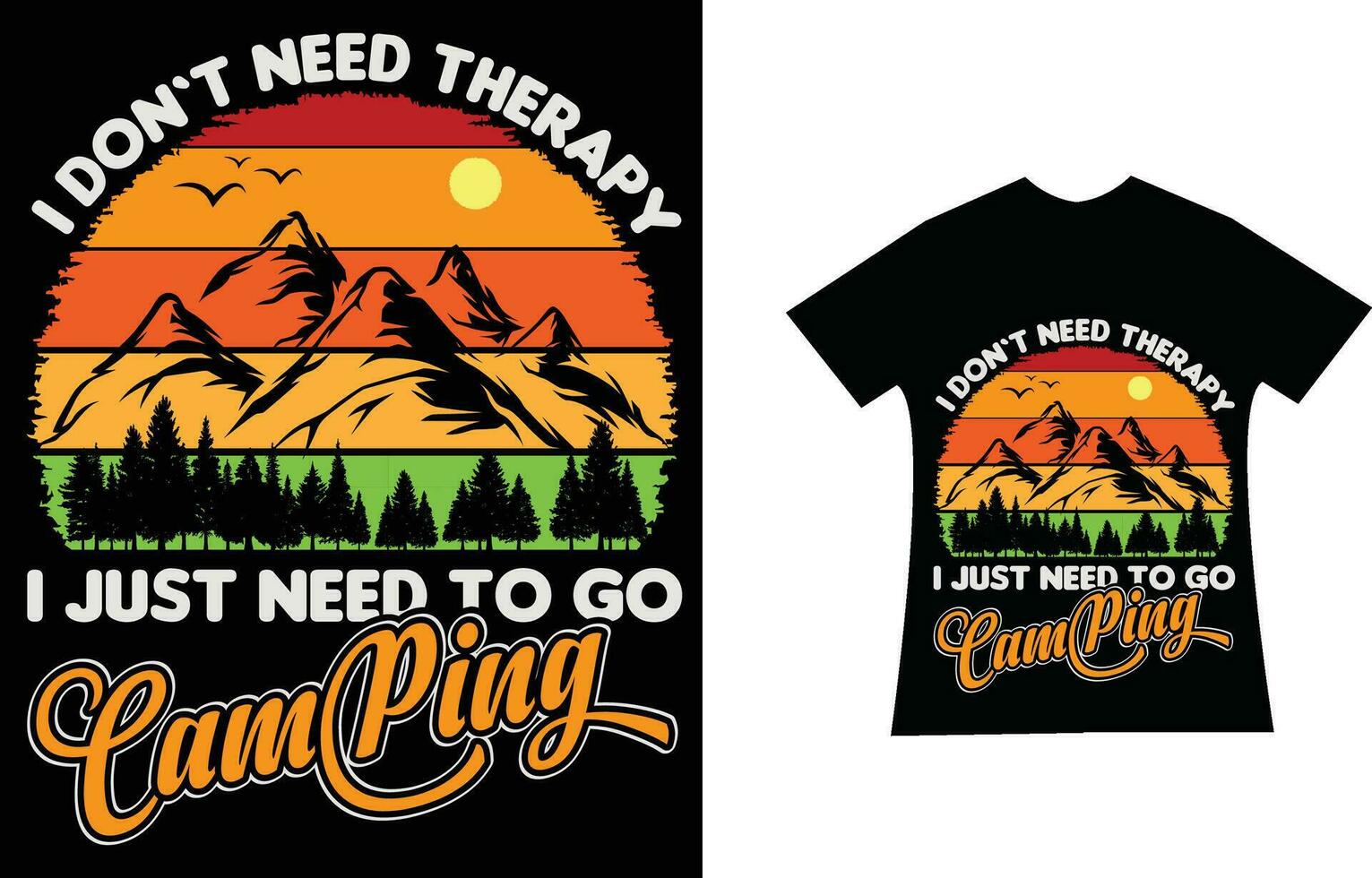 vector camping t-shirt design template ,art and illustration