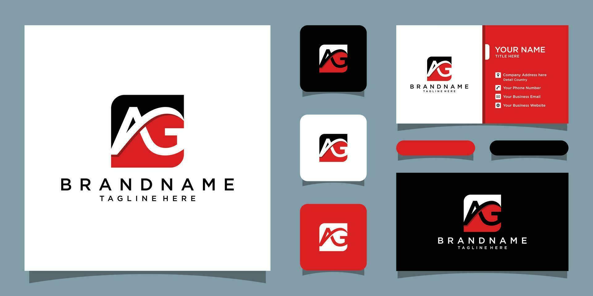 Initial AG logo design with business card design Premium Vector