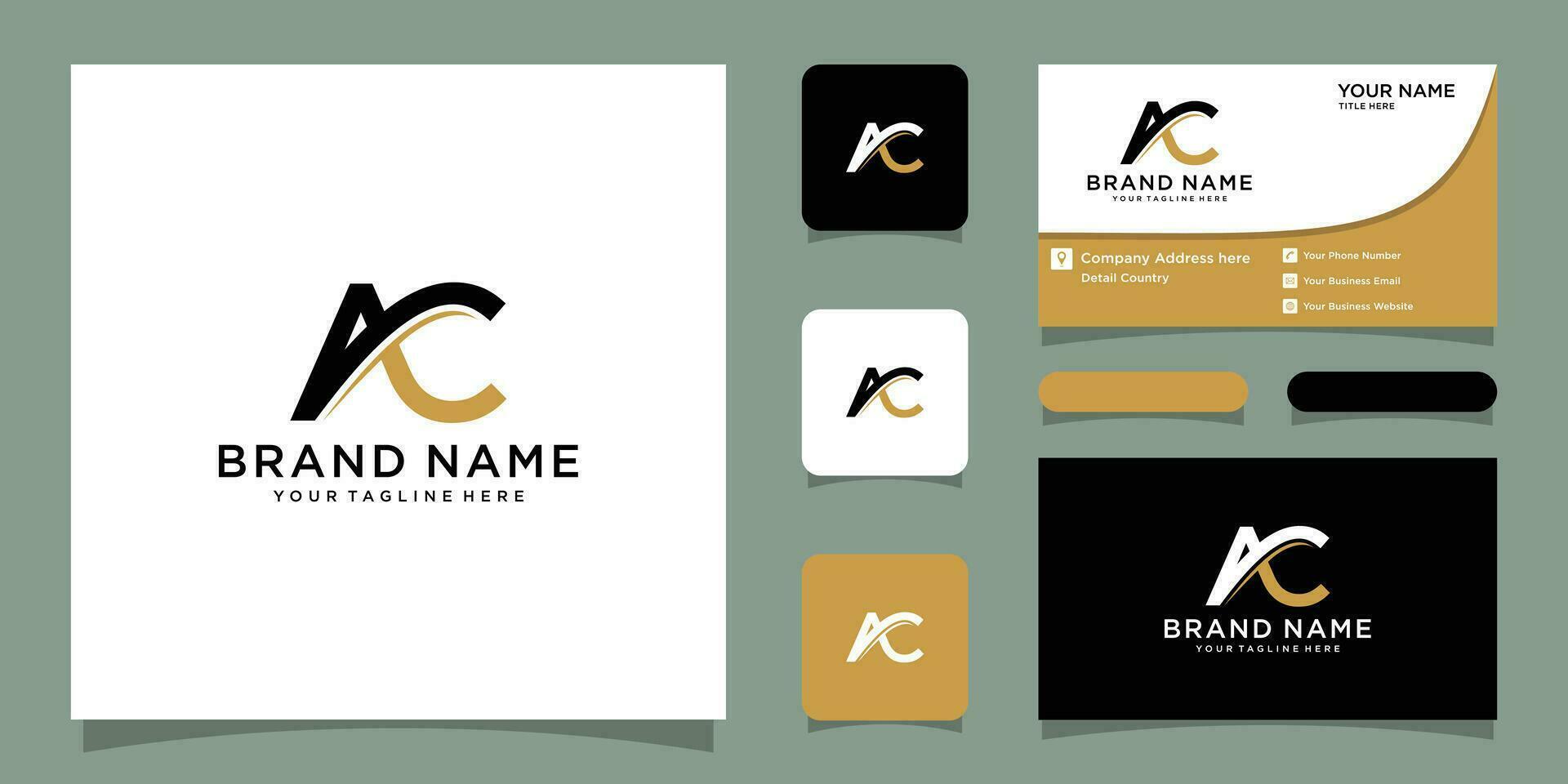 AC, CA, C and A Abstract letters Logo Monogram with business card design Premium Vector