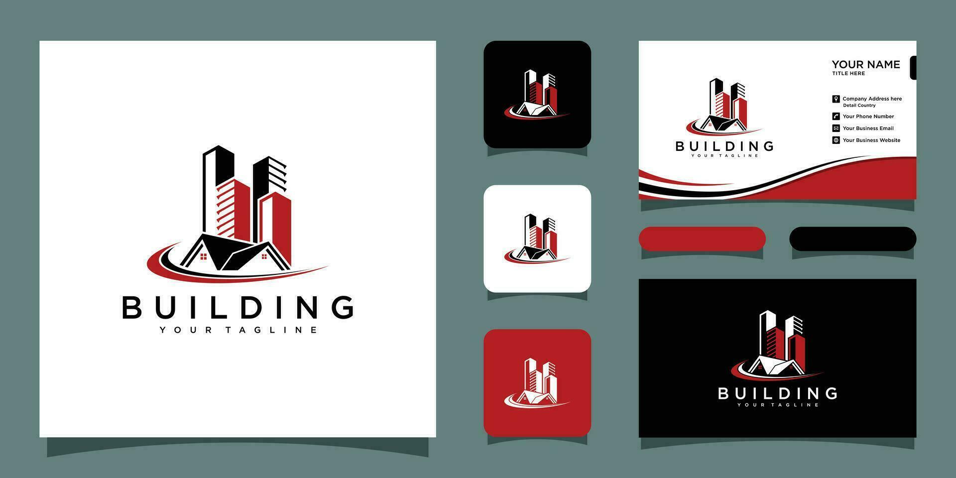 Real estate logo, vector icon designs with business card design Premium Vector