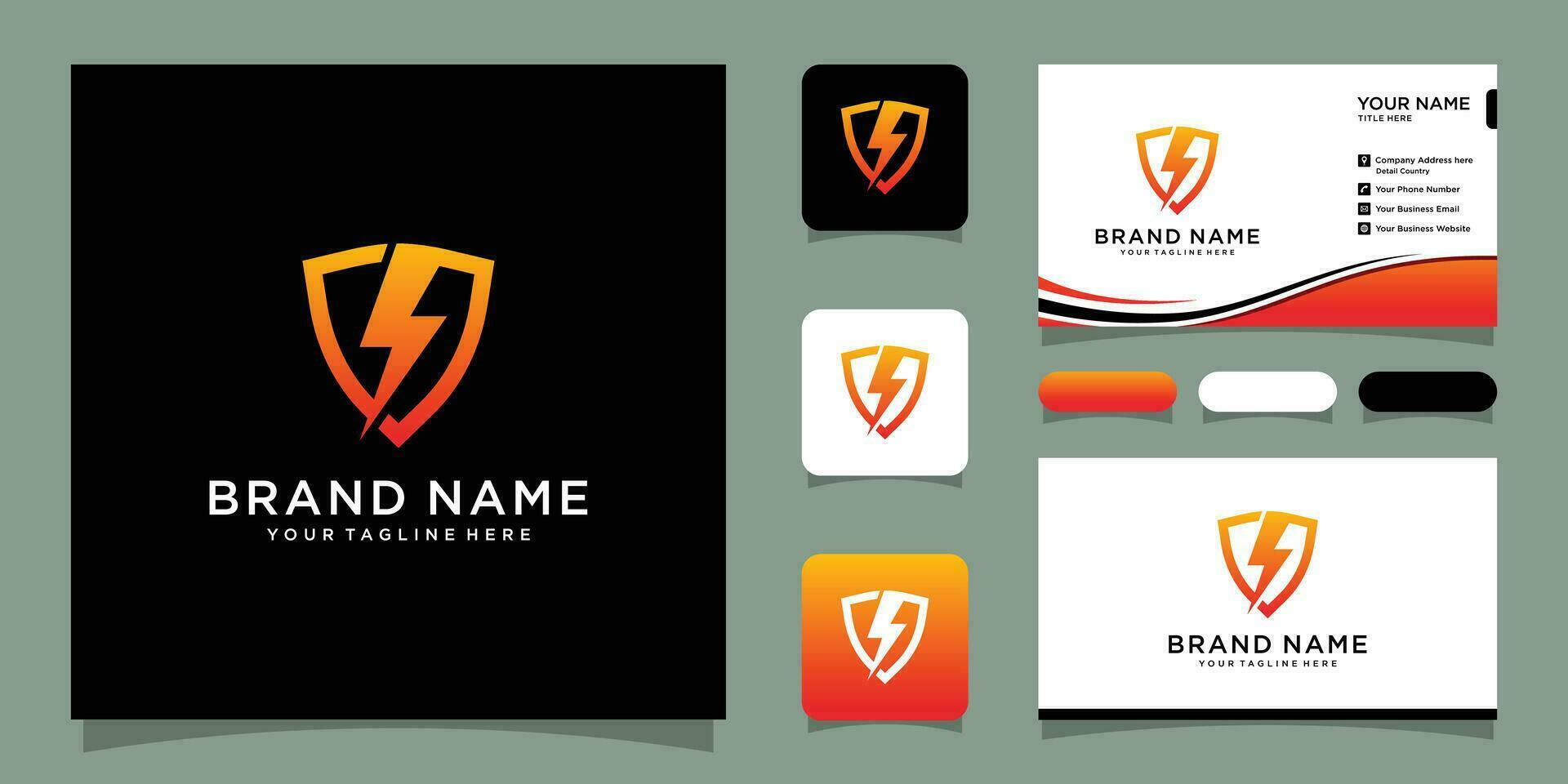 Creative Volt Logo Design Vector with business card design Premium Vector