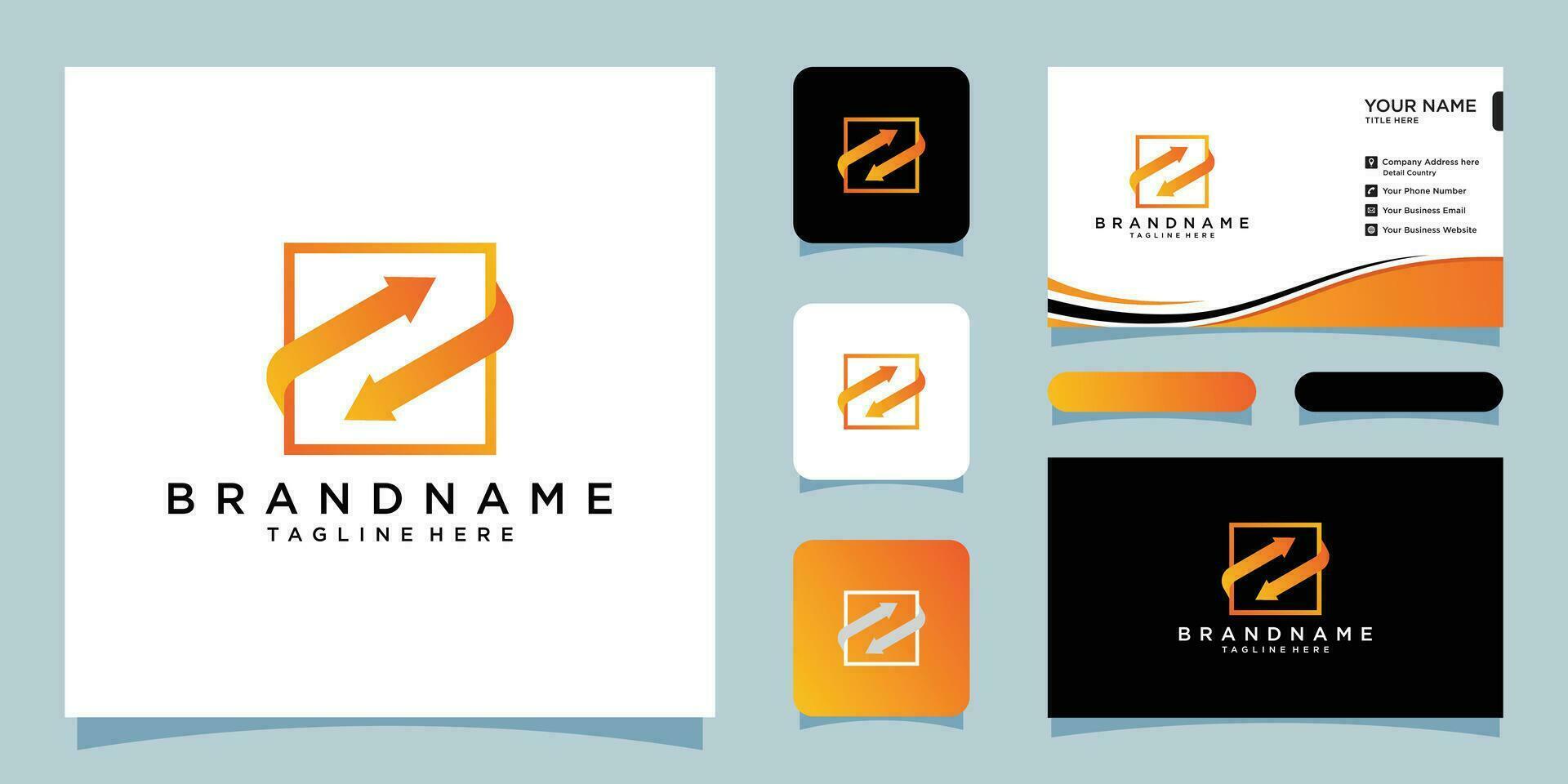 Arrow vector illustration icon Logo Template design with business card design Premium Vector