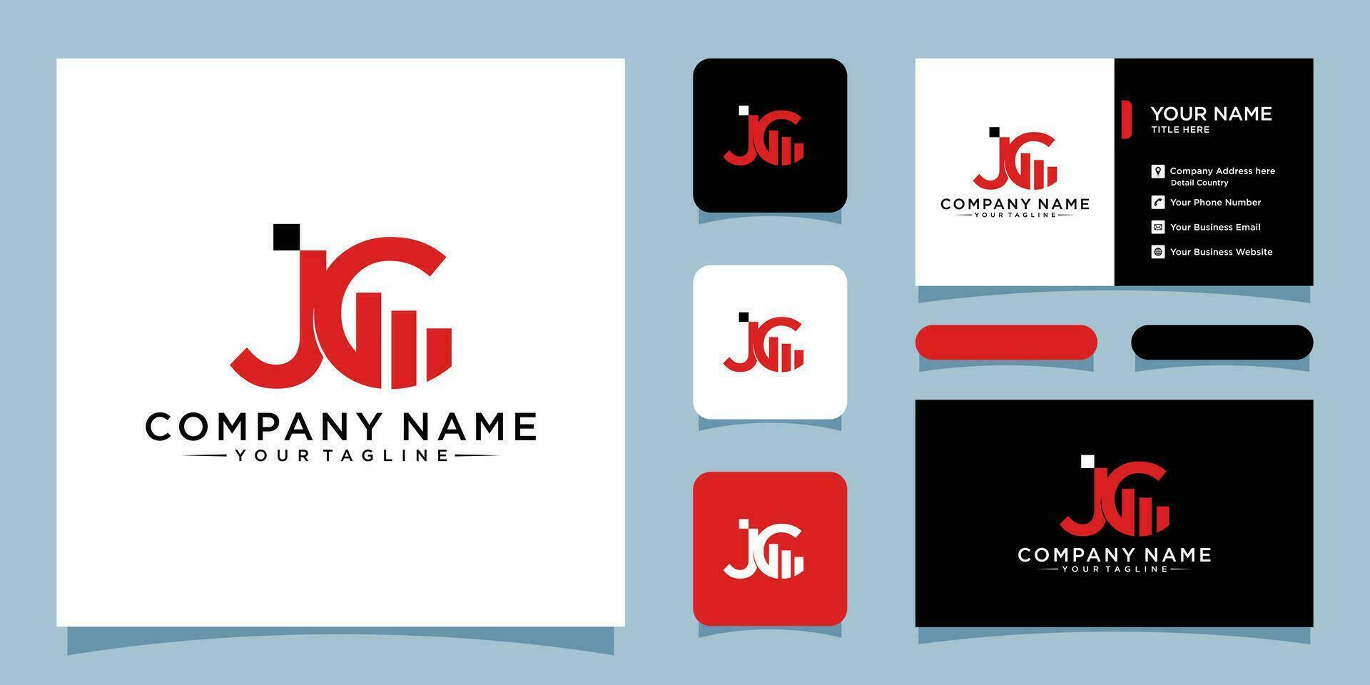 Initial Letter JG typography logo design vector with business card design Premium Vector