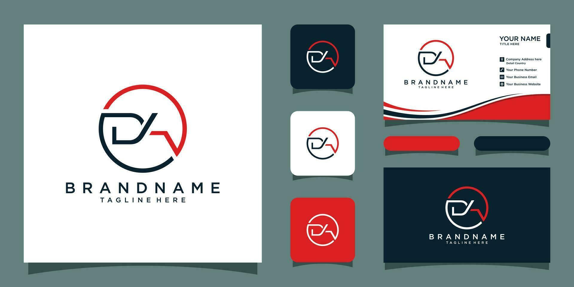 Initial DA logo, Monogram design, Letters D and A with business card design Premium Vector