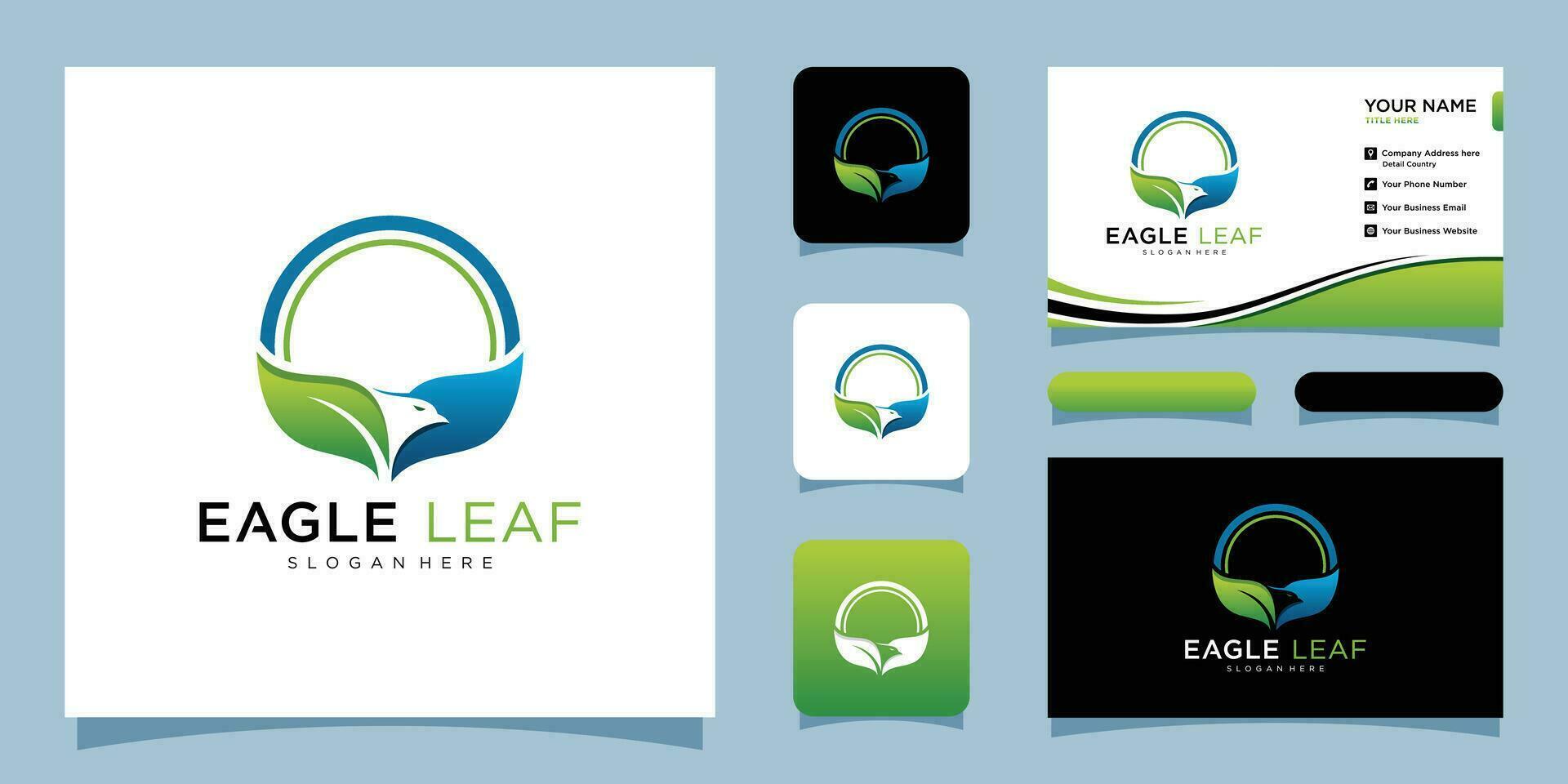 Eagle head logo with leaf combination Premium Vector