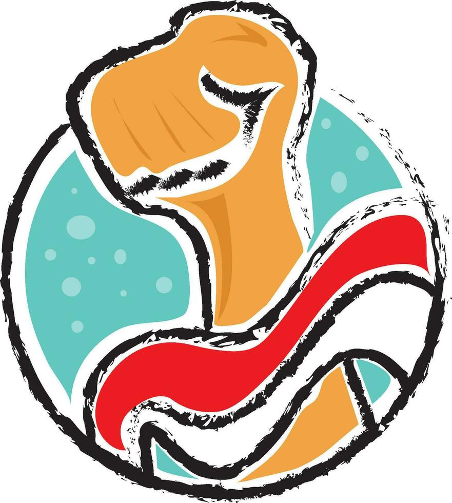 Indonesian HAND AND FLAG IN THE CIRCLE ILLUSTRATION VECTOR