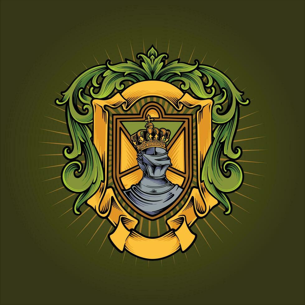 Ornate armor badge of victorian royalty badge vector illustrations for your work logo, merchandise t-shirt, stickers and label designs, poster, greeting cards advertising business company