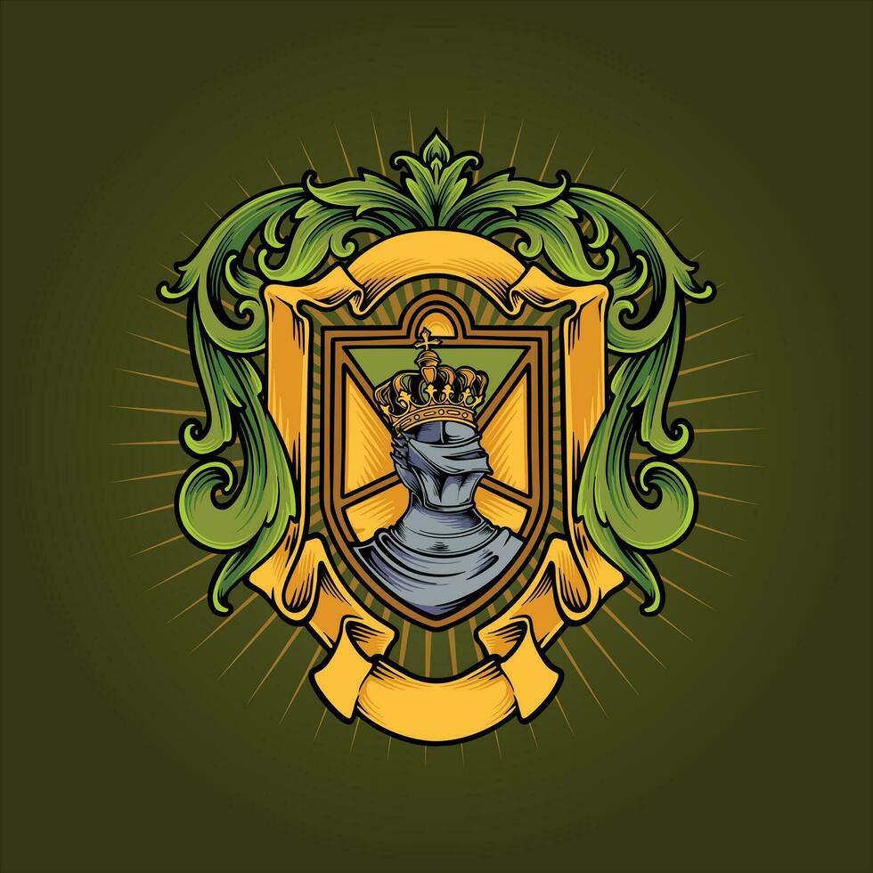 Ornate armor badge of victorian royalty badge vector illustrations for your work logo, merchandise t-shirt, stickers and label designs, poster, greeting cards advertising business company