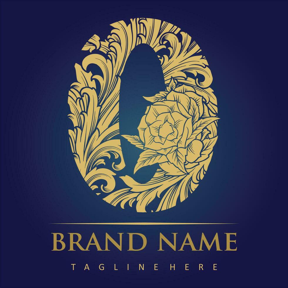Engraved floral initial O monogram vintage letter vector illustrations for your work logo, merchandise t-shirt, stickers and label designs, poster, greeting cards advertising business company