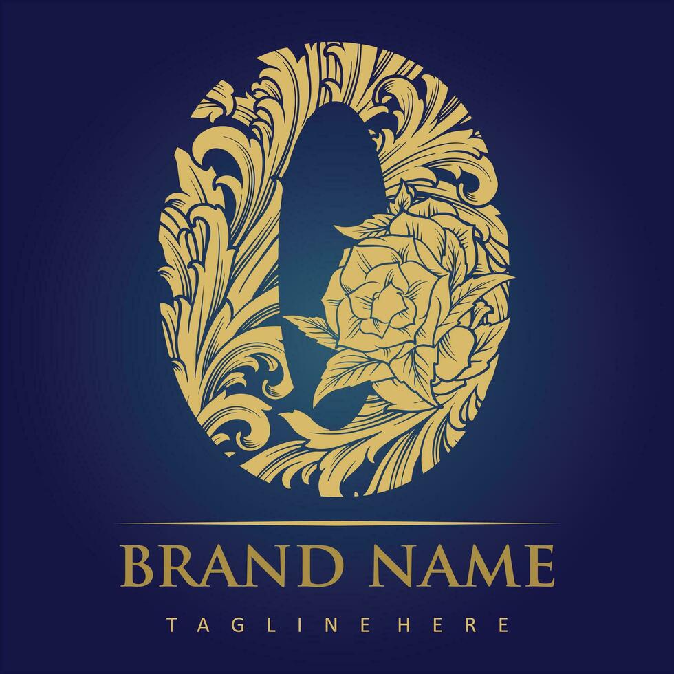 Engraved floral initial O monogram vintage letter vector illustrations for your work logo, merchandise t-shirt, stickers and label designs, poster, greeting cards advertising business company