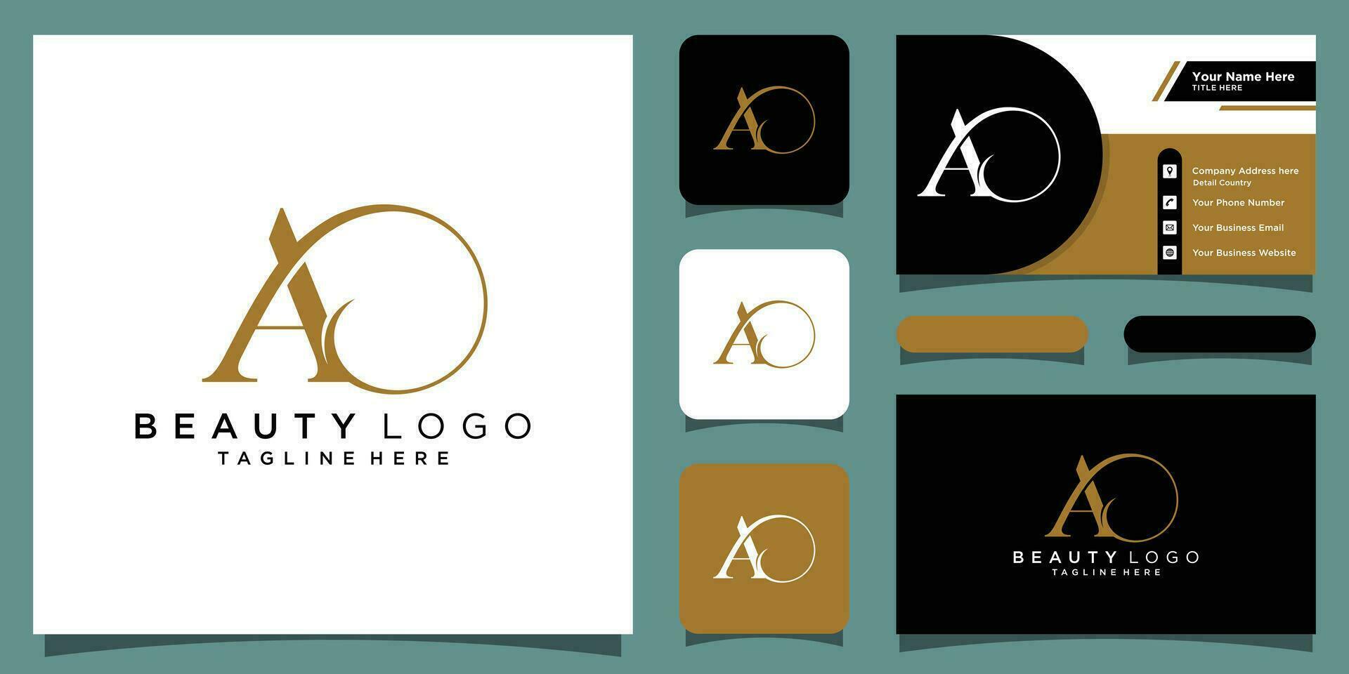 Initial letter A luxury Logo design Vector with business card design Premium Vector