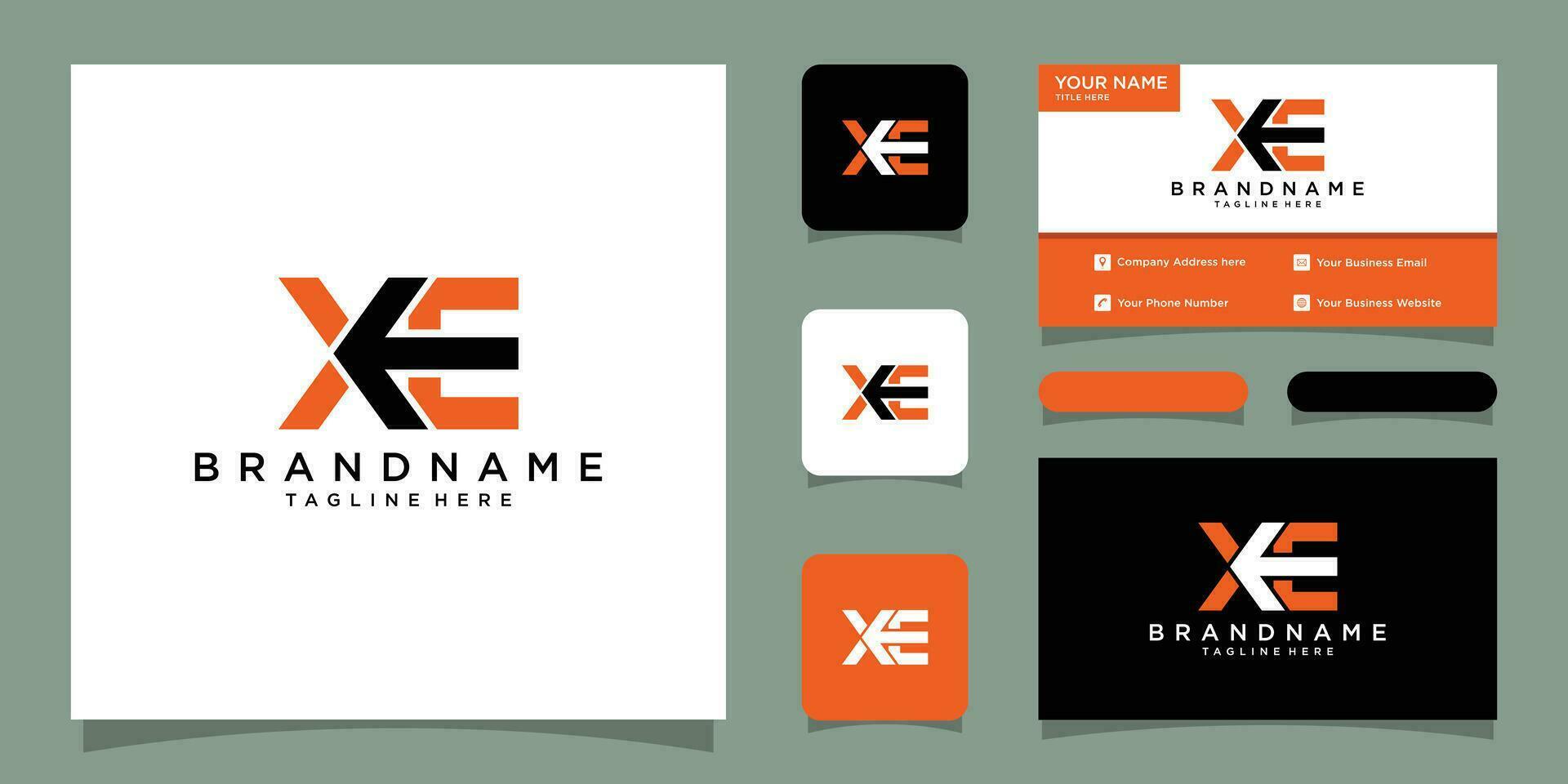 Initial letter logo template XE with business card design Premium Vector