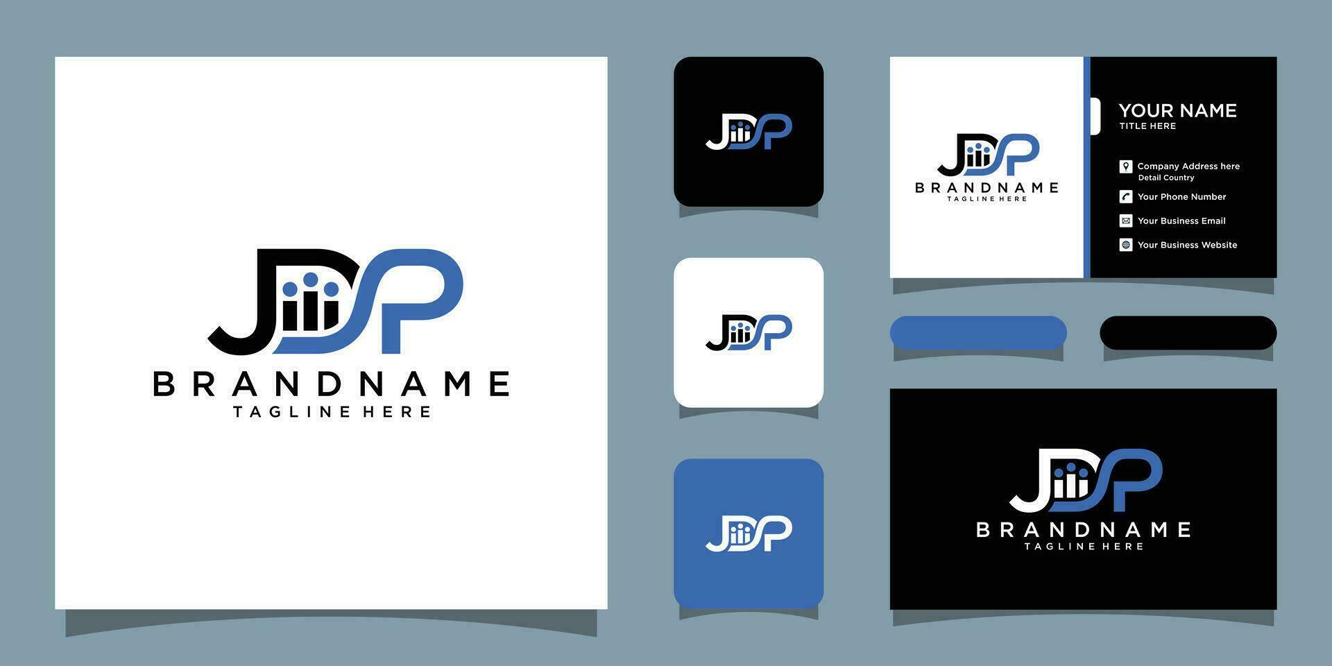 Initial letter jdp monogram logo design template Premium Vector