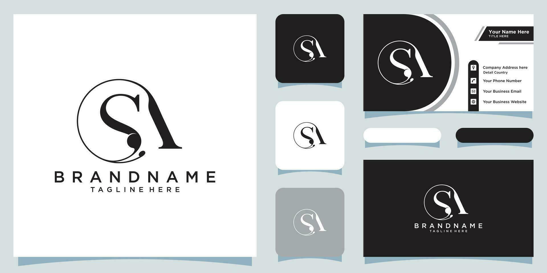 Initial letter SA luxury Logo design Vector with business card design