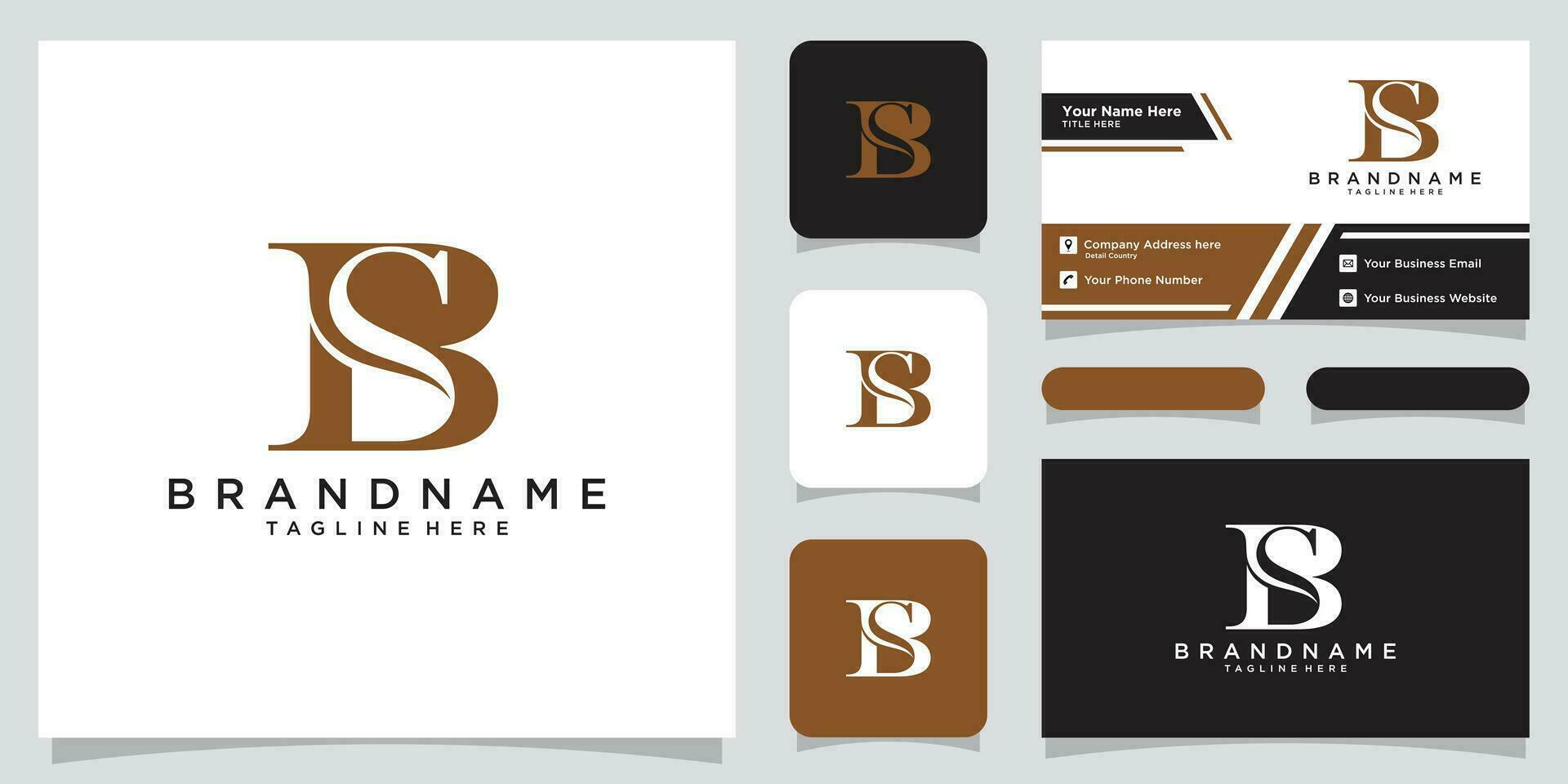 Initial Letter BS Logo designs with business card design Premium Vector