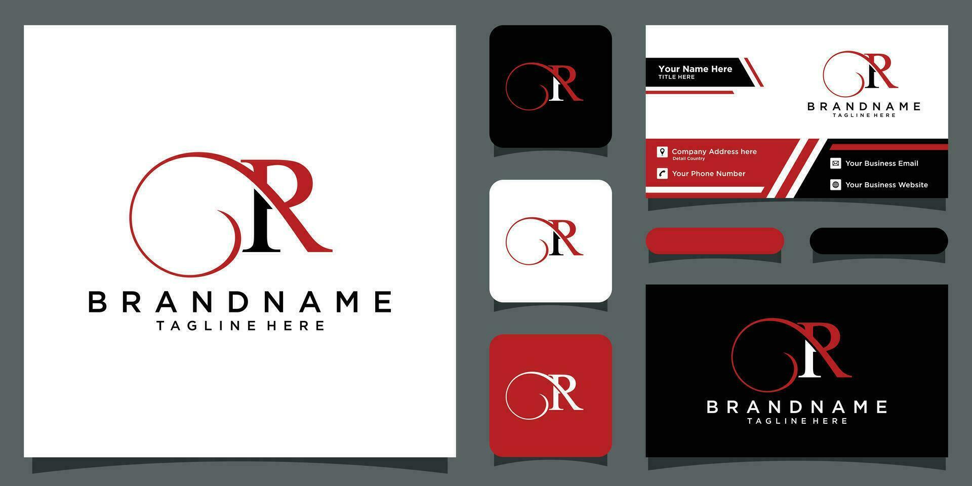 Initial letter R luxury Logo design Vector with business card design Premium Vector