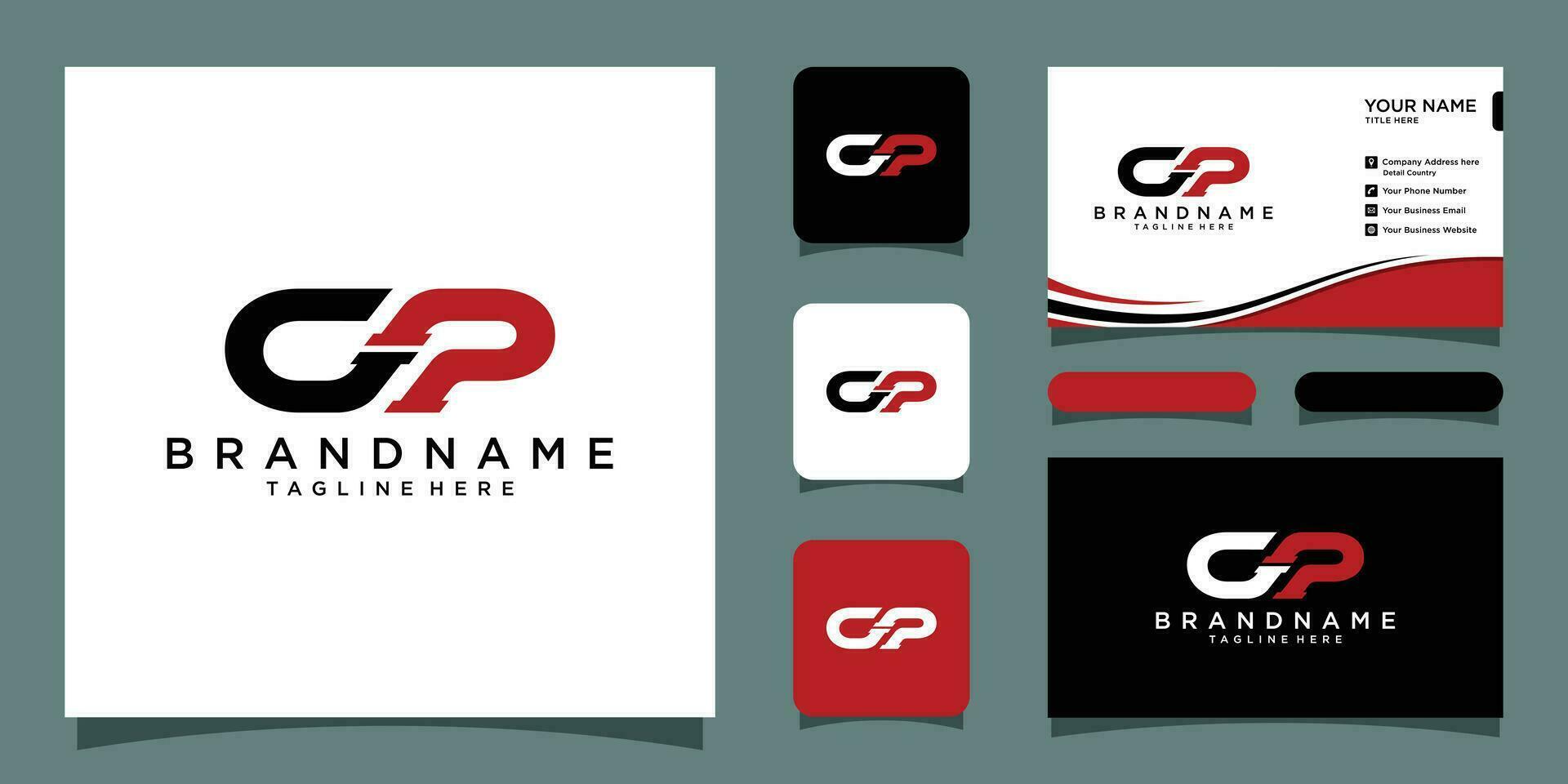 CP or PC letter template logo design vector with business card design Premium Vector