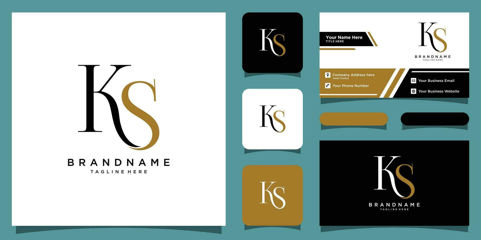 Alphabet letters Initials Monogram logo KS with business card design Premium Vector