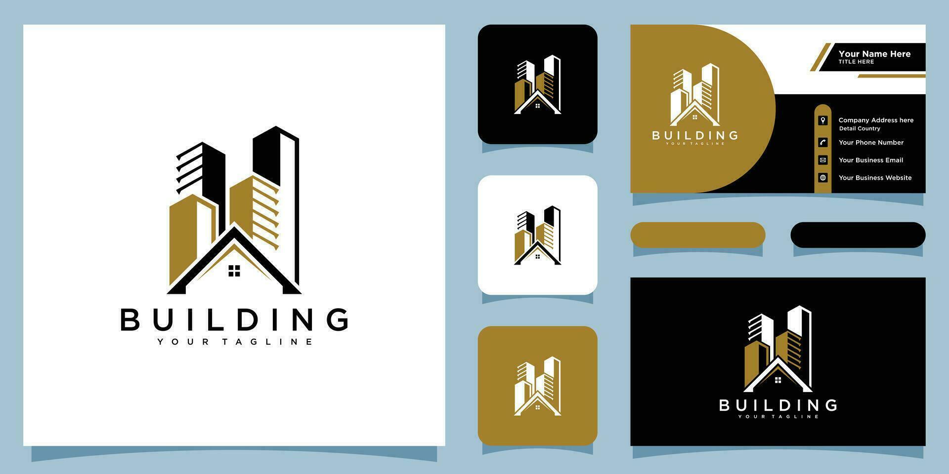 Real estate logo, vector icon designs with business card design Premium Vector