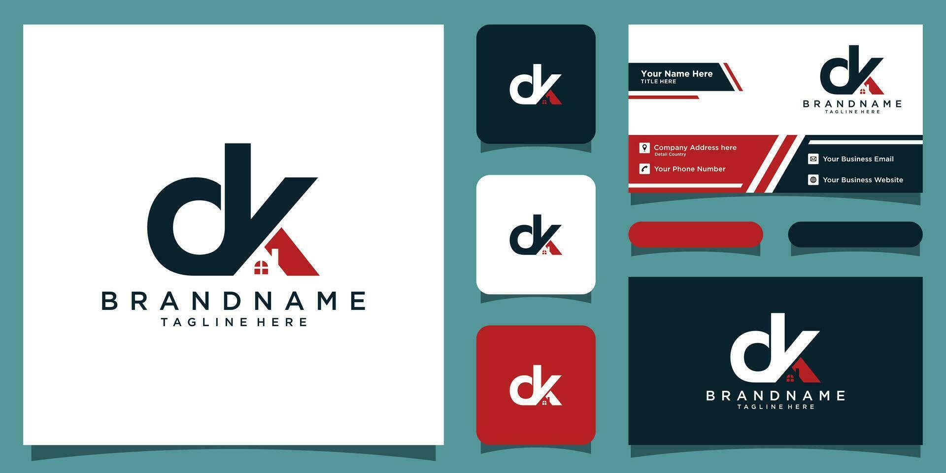 DK logo. Company logo. Letters D and K with business card design Premium Vector