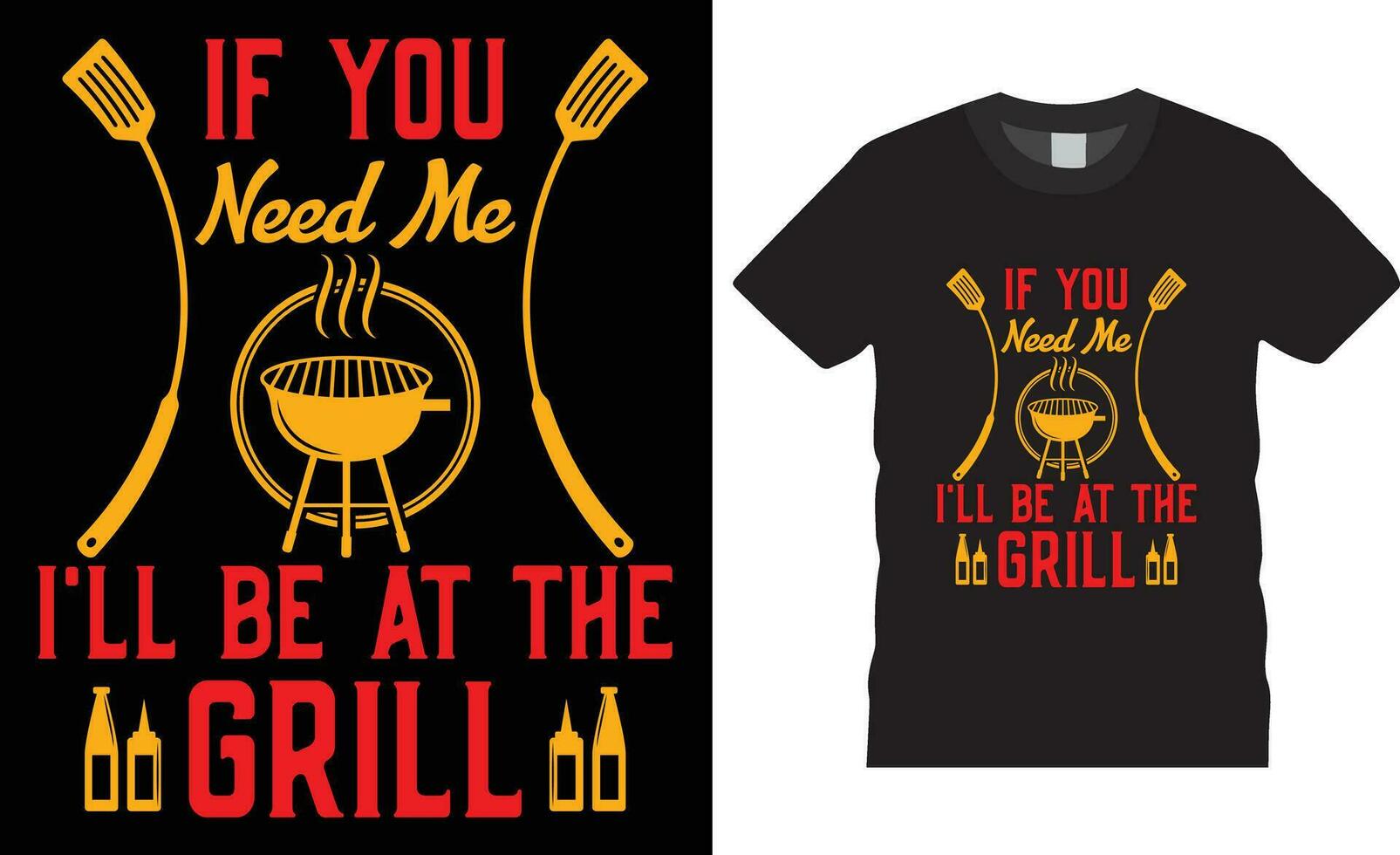 BBQ Premium vector typography t-shirt design Perfect for print Template.If you need me i'll be at the grill