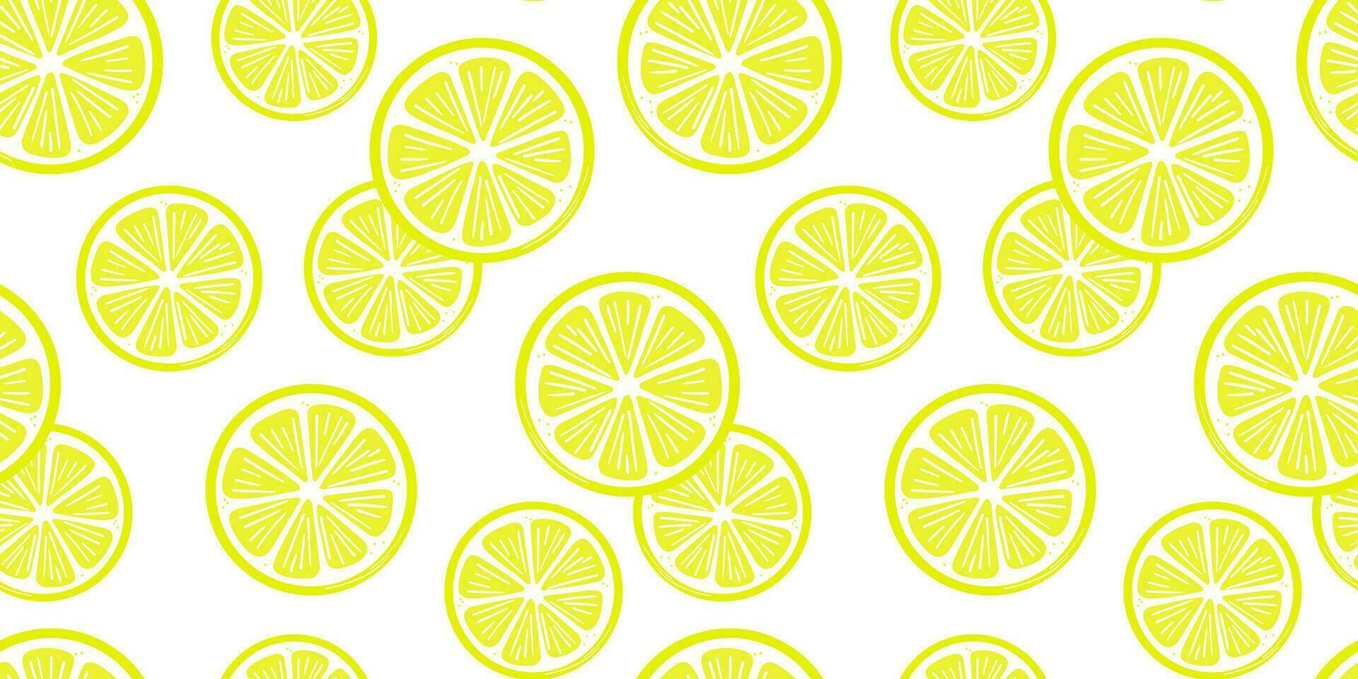 Lemon slices vector pattern, seamless repeatin tile with white background, citrus fruit slices