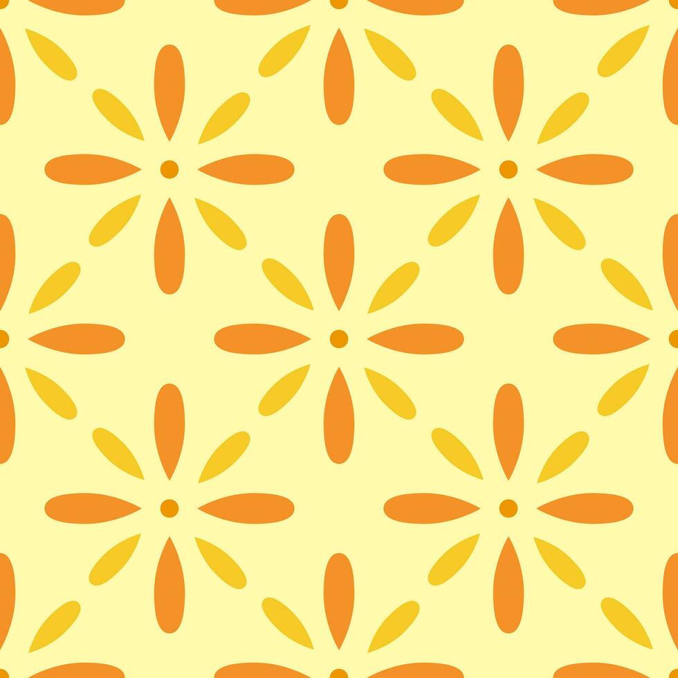 Orange abstract floral vector pattern, geometric backgorund
