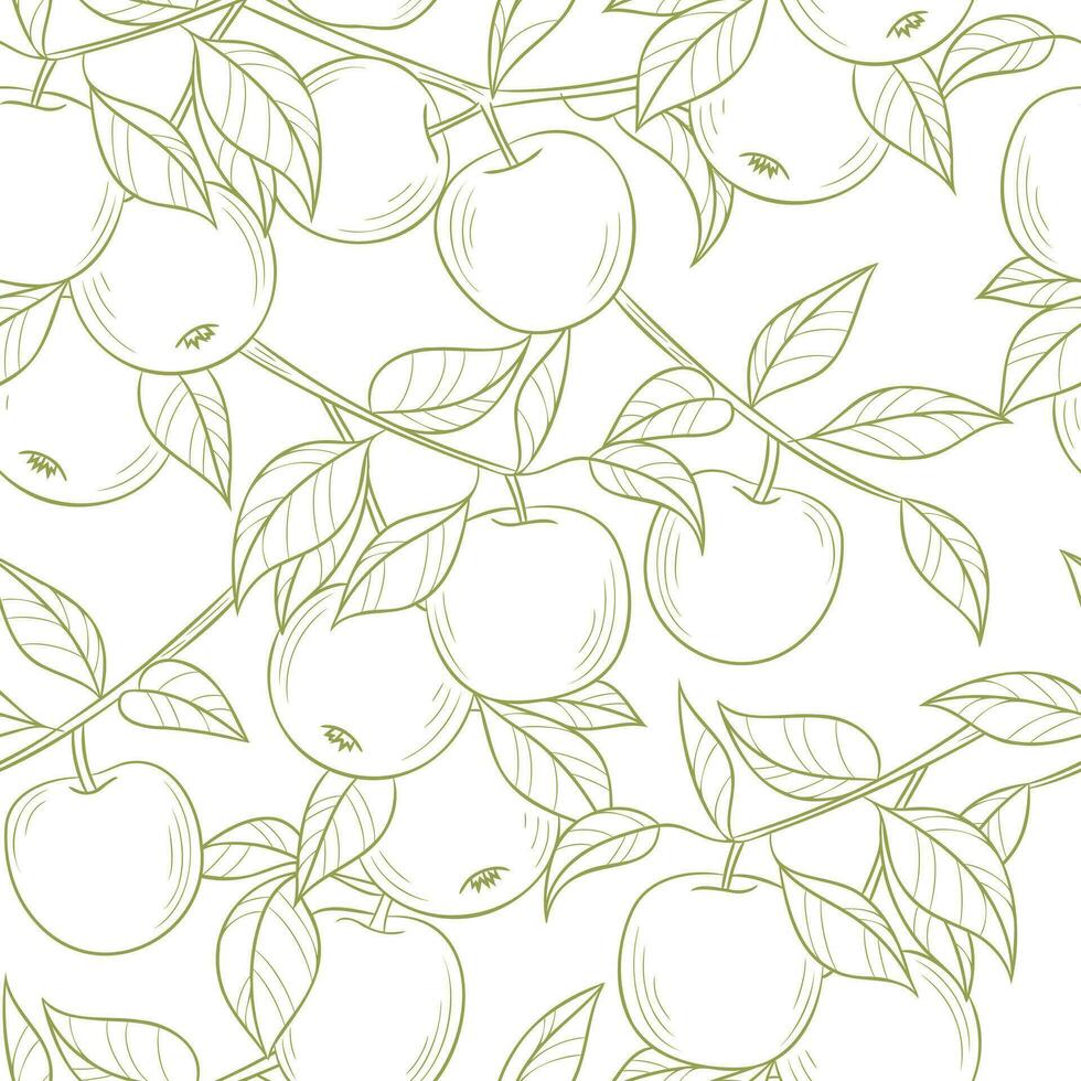 Line art apple vector pattern