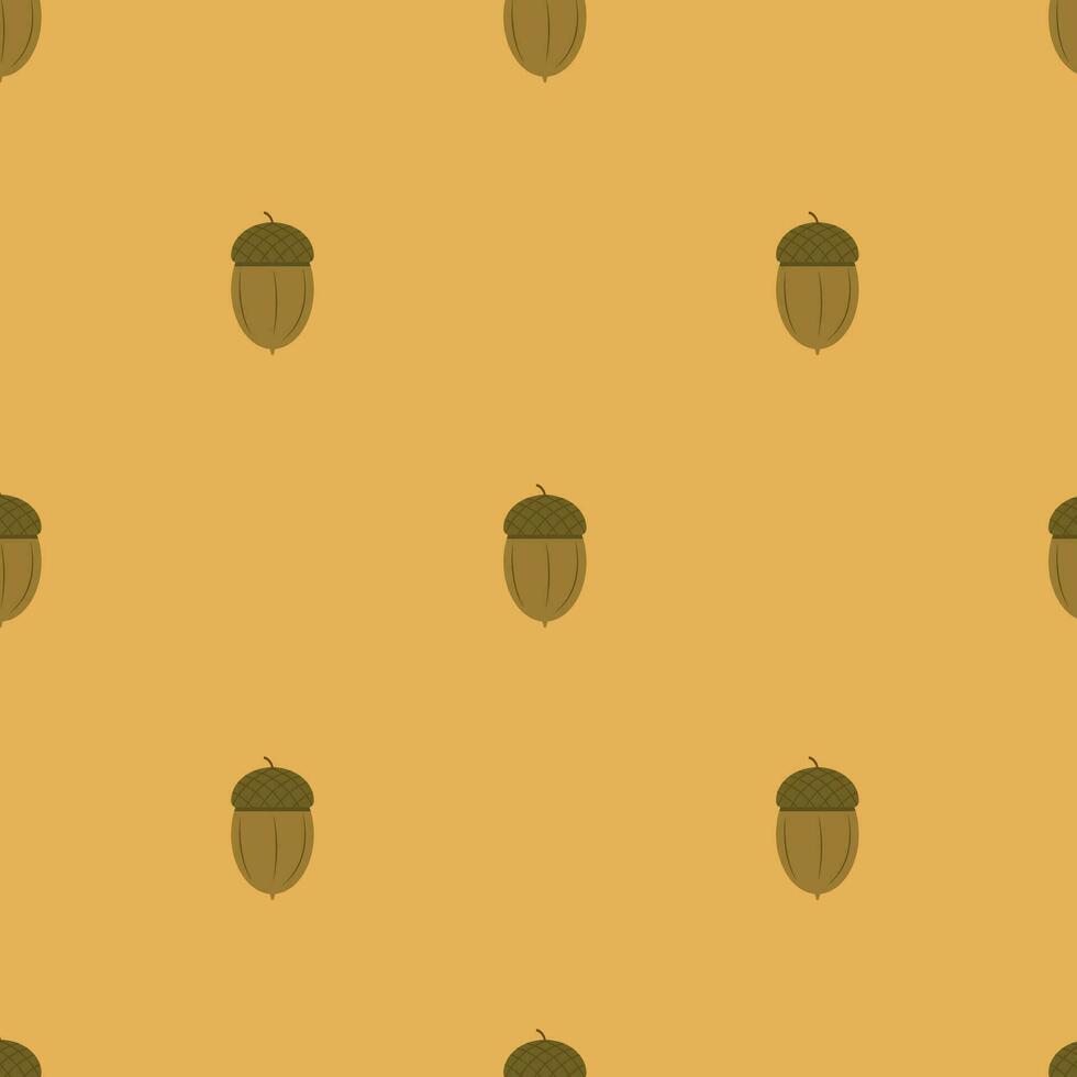 Seamless pattern with acorns autumn theme orange background vector