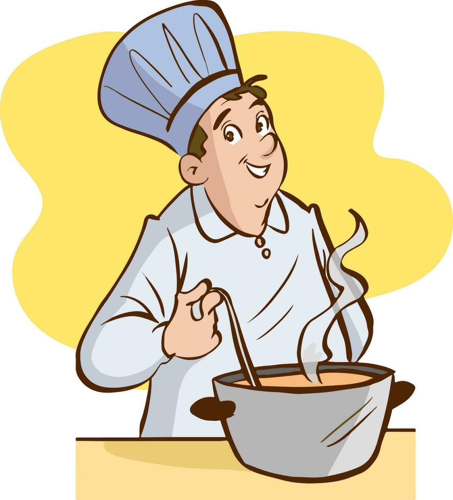 vector ilustración de cocinero Cocinando