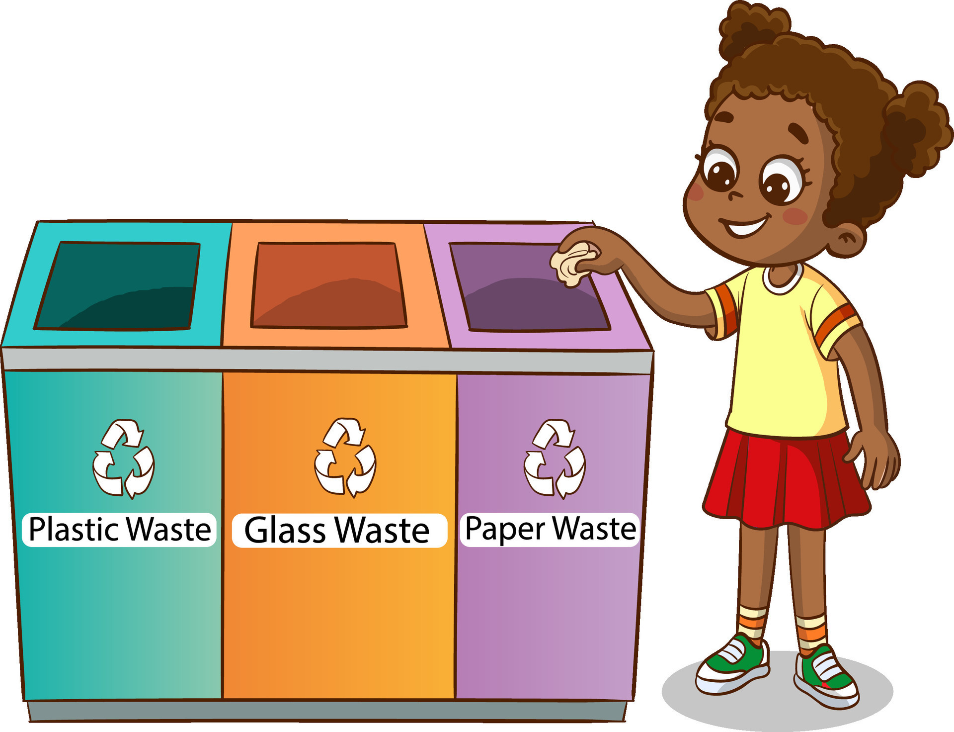 girl throwing garbage in the recycling bin vector 25402119 Vector Art