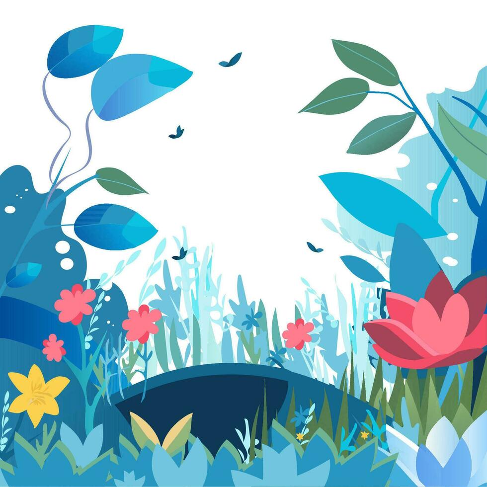 flowering meadow flat vector podium