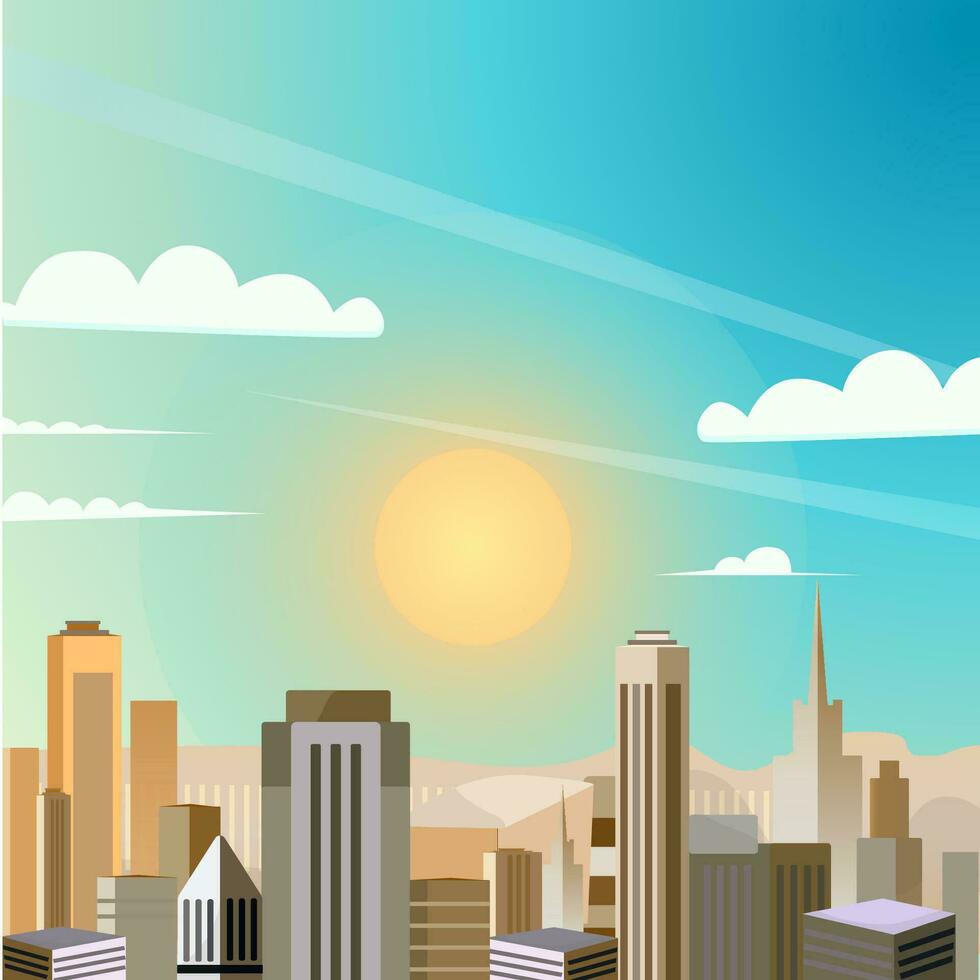 new york cityscape sunny skyscraper vector