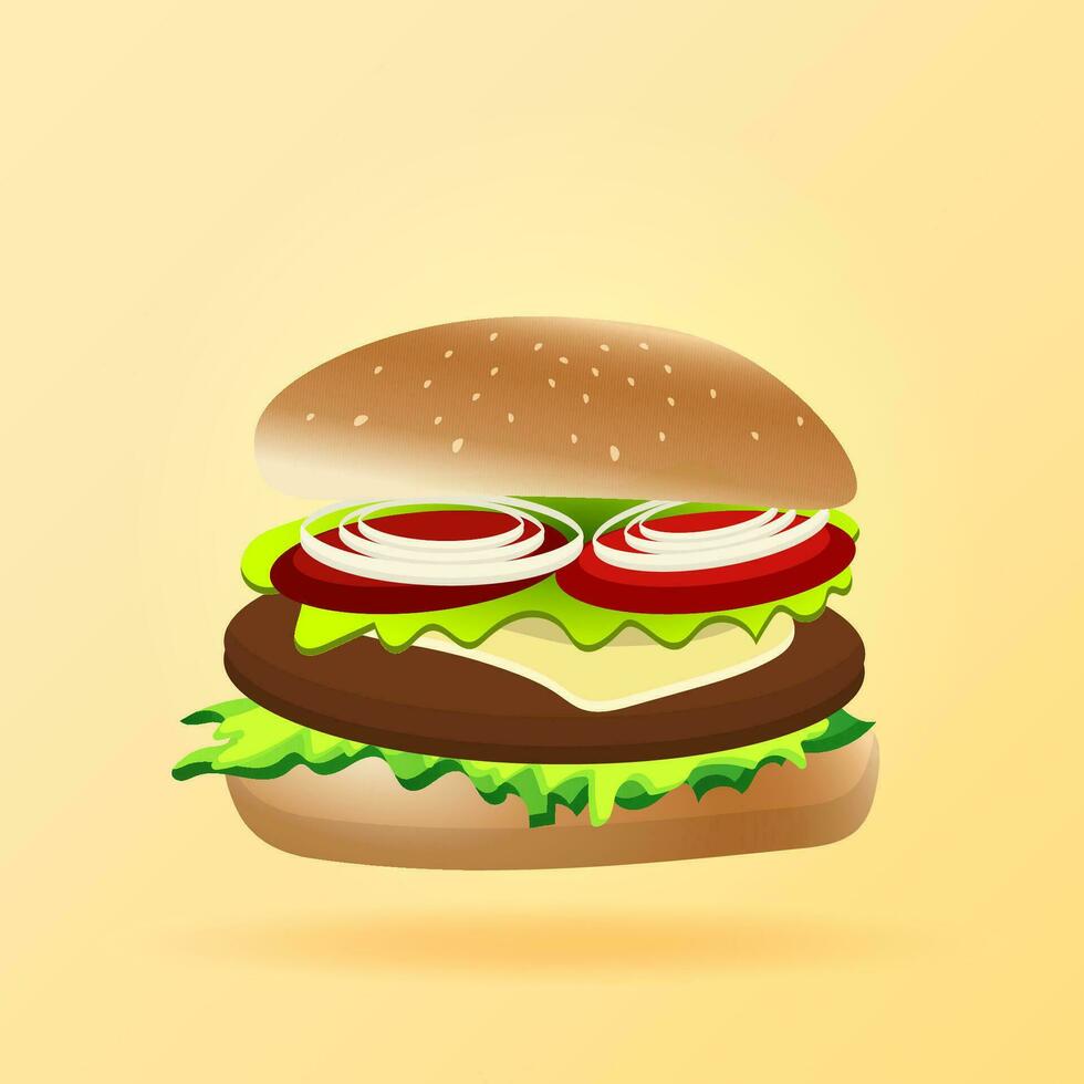 Juicy burger on tasty background for advertising vector