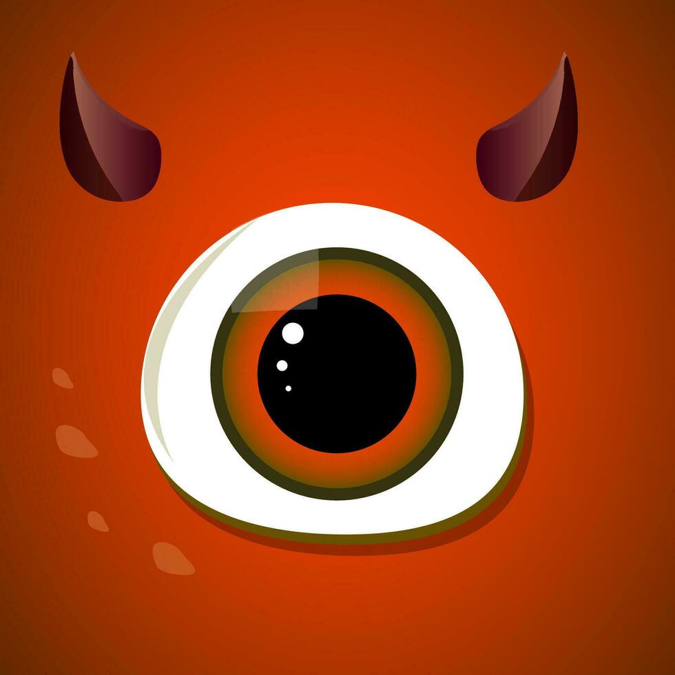 Cartoon monster red devil big eye vector