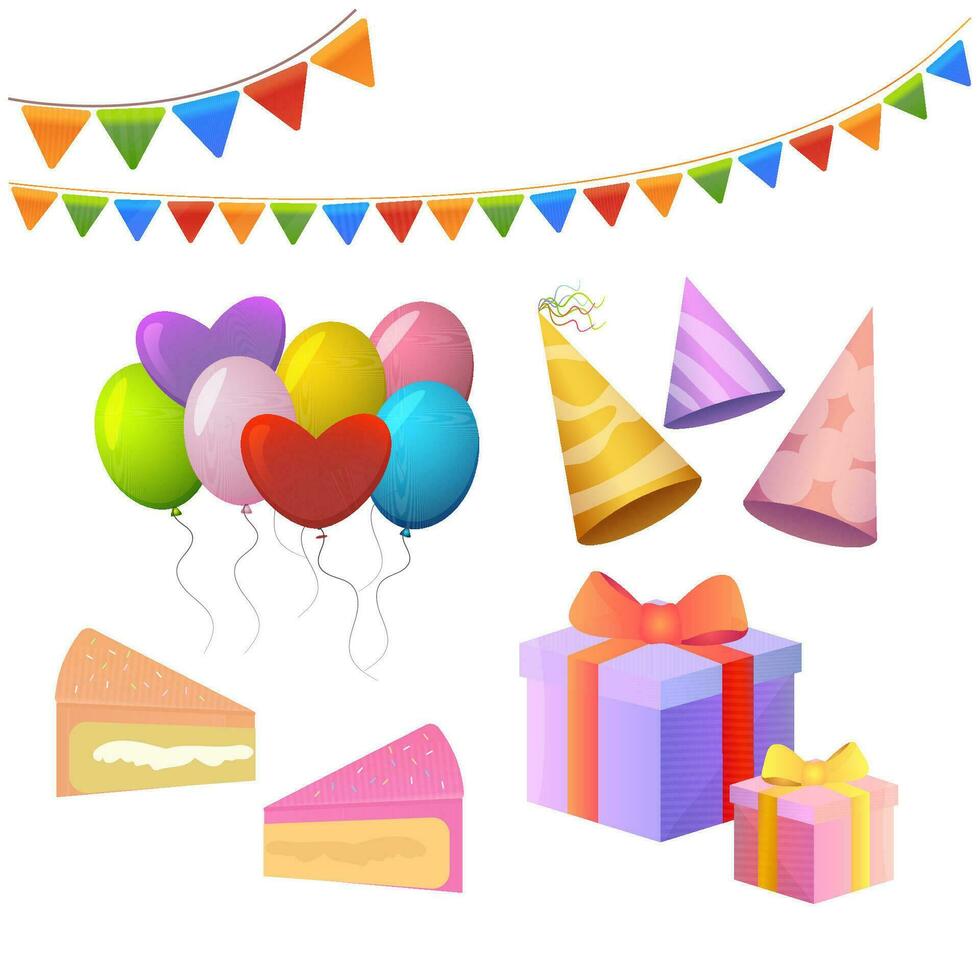 Birthday clip art isolated vector set