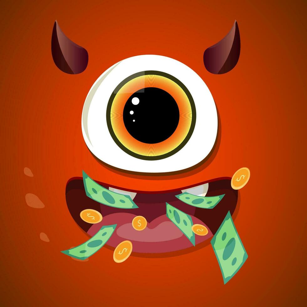 red monst, the devil eats money vector