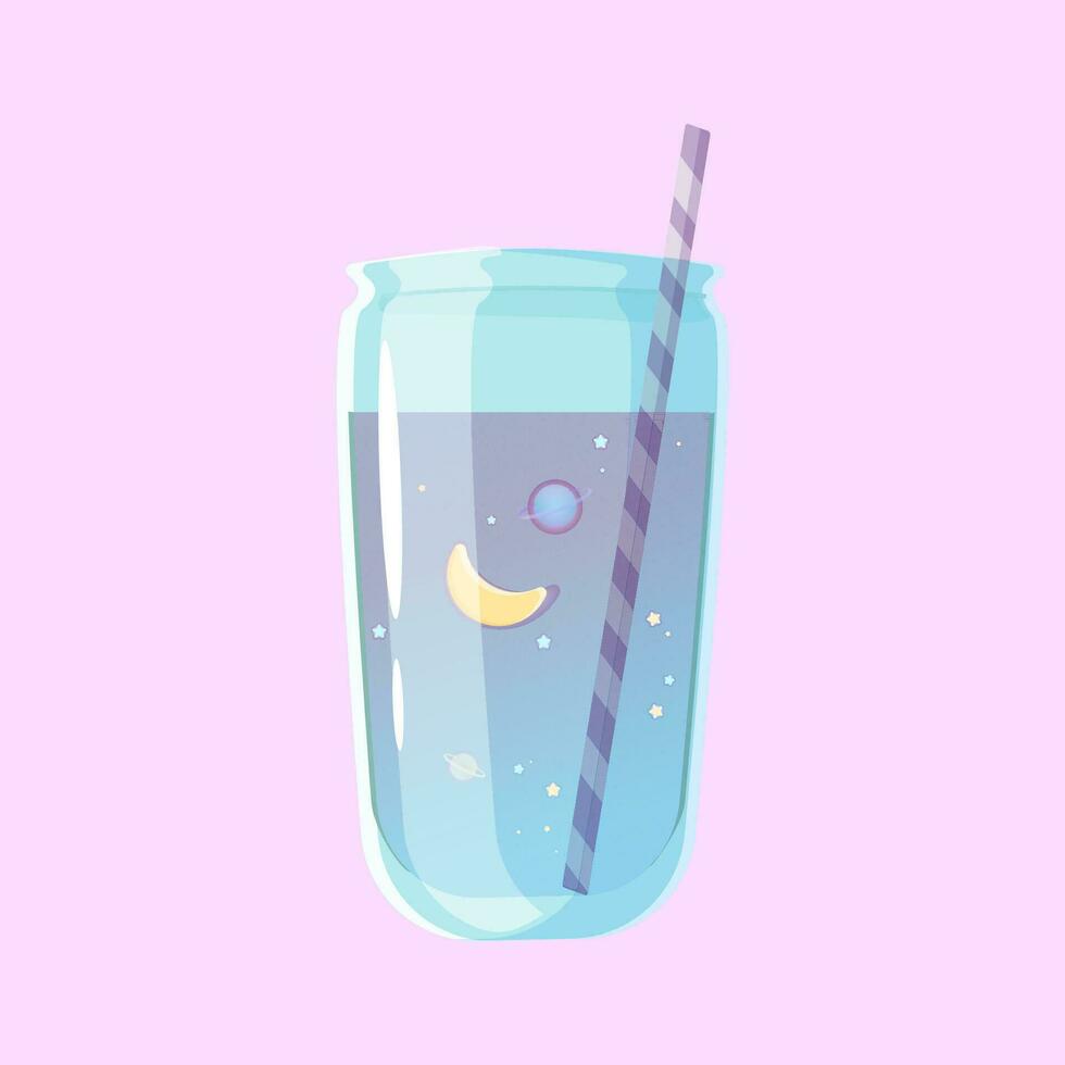 Bubble tea milky and fruity with a universe vector