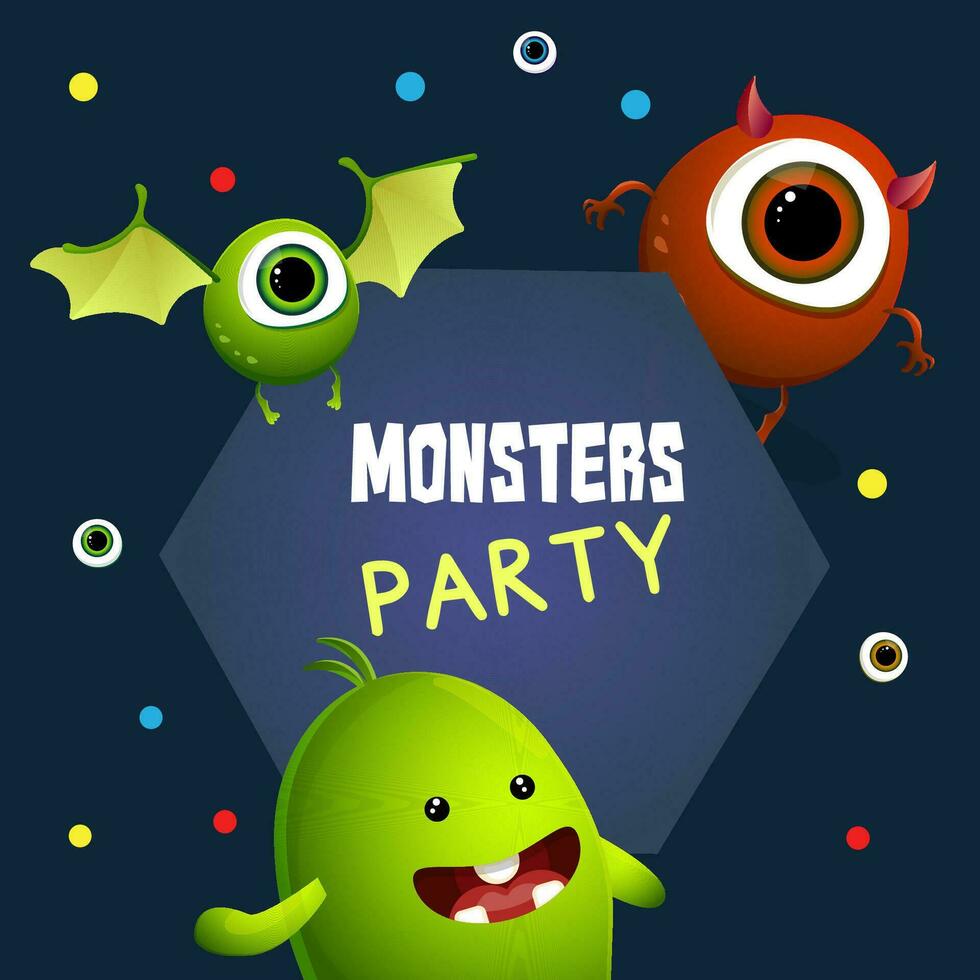 Cute Monsters Halloween Party Invitations vector